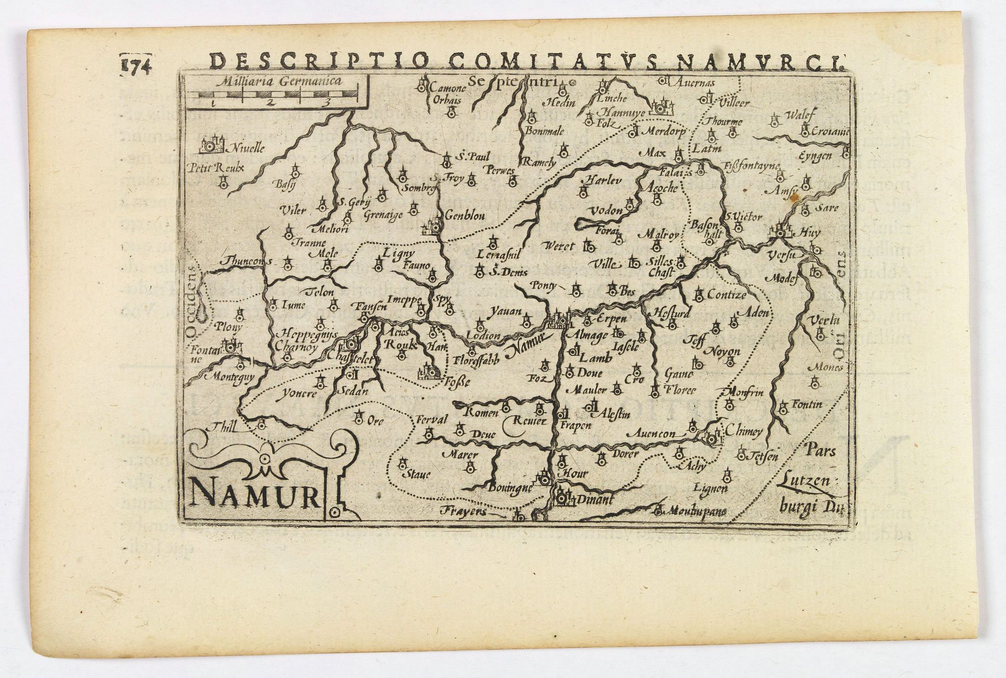 LANGENES, B. / BERTIUS, P., Namur., antique map, old maps