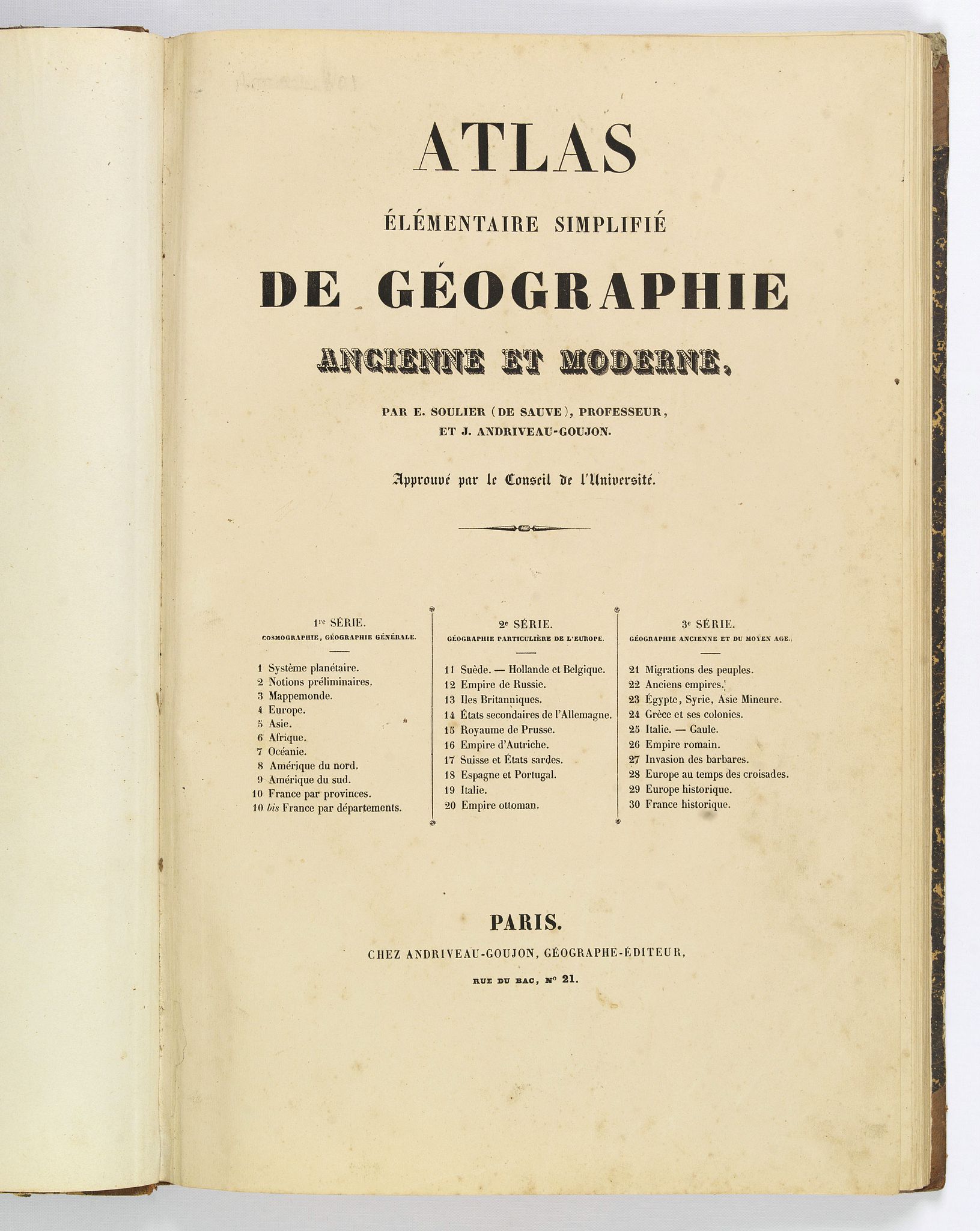 ANDRIVEAU-GOUJON., Atlas elementaire simplifie de geographie ancienne et moderne., antique map, old maps