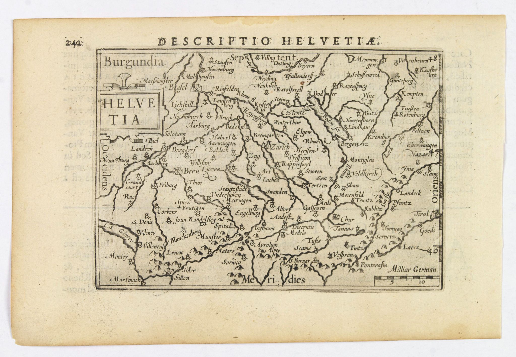 LANGENES, B. / BERTIUS, P., Helvetia., antique map, old maps
