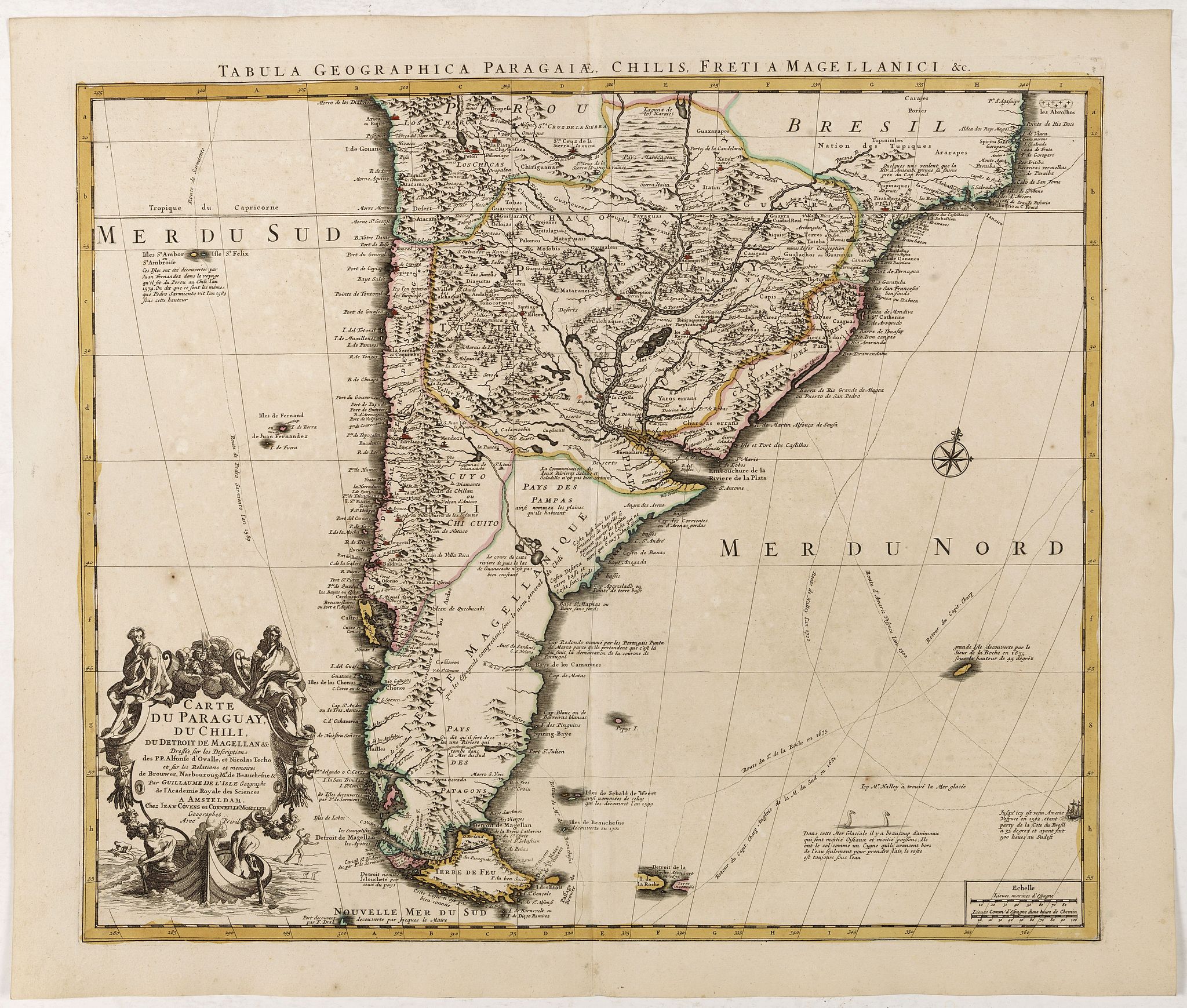 COVENS, J. / MORTIER, C., Carte du Paraguay, du Chili, du Detroit de Magellan &c., antique map, old maps