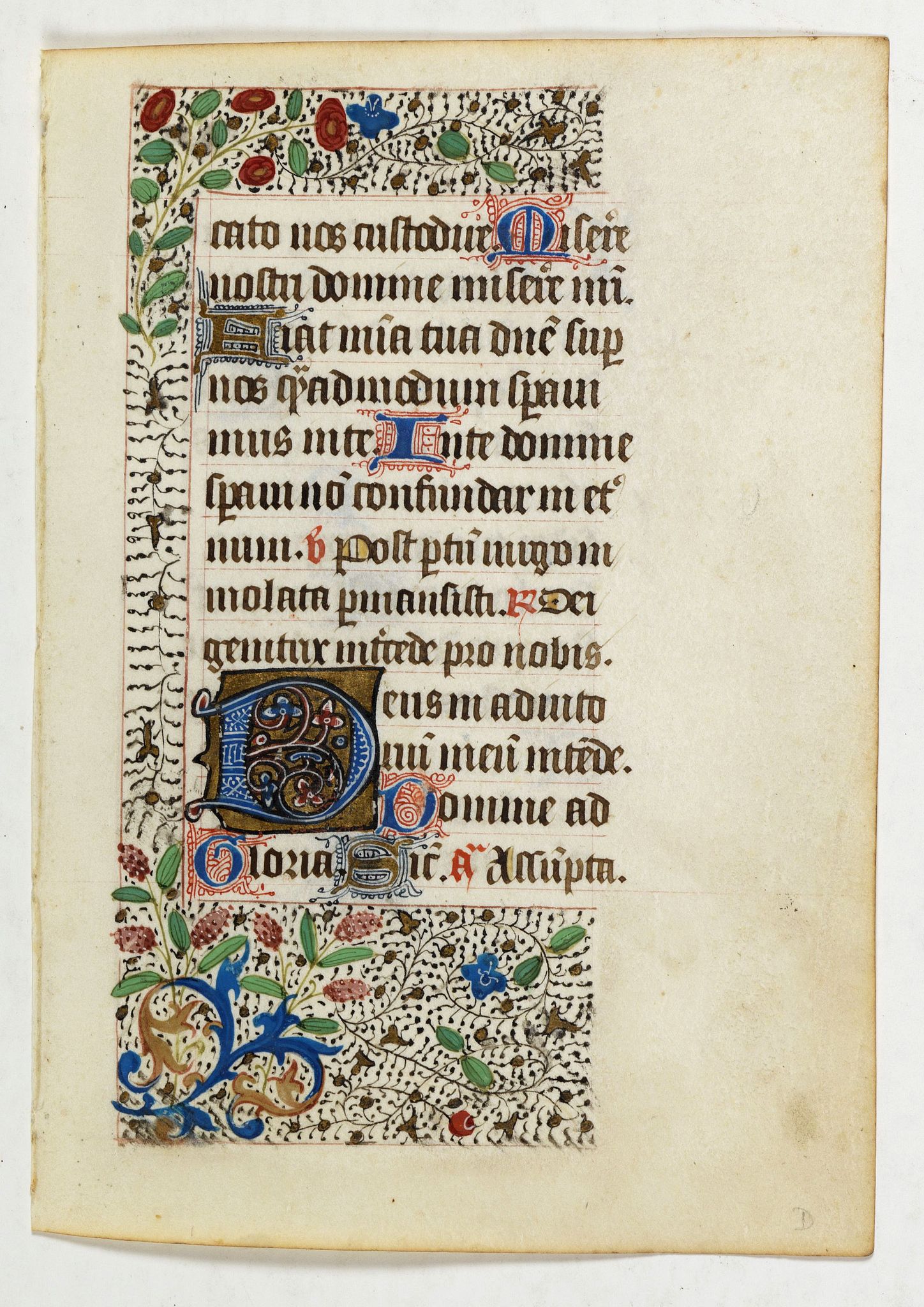BOOK OF HOURS, Page from a 15th. century Book of Hours., antique map, old maps