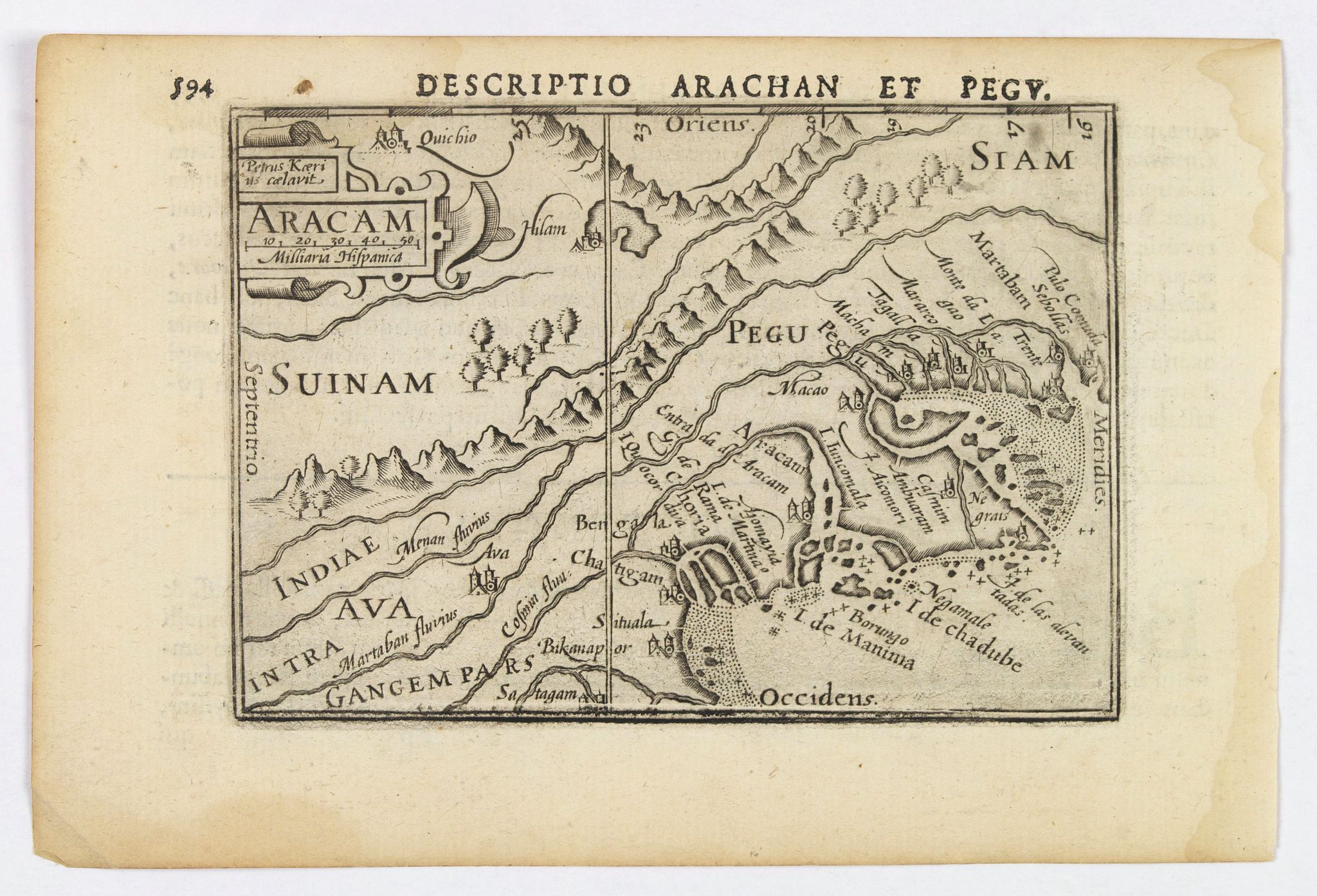 LANGENES, B. / BERTIUS, P., Aracam., antique map, old maps