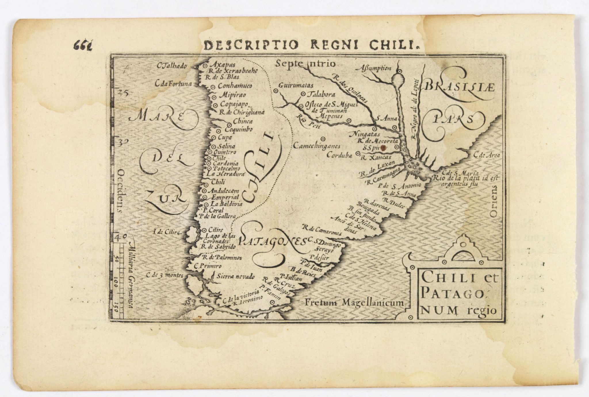 LANGENES, B. / BERTIUS, P., Chili et Patagonum regio., antique map, old maps