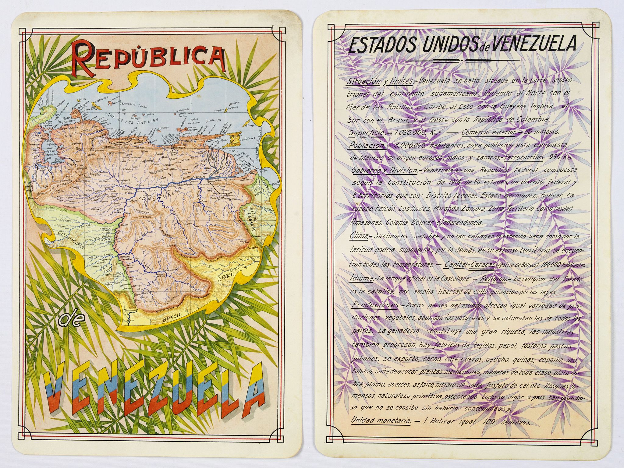 ANONYMOUS., Republica de Venezuela., antique map, old maps