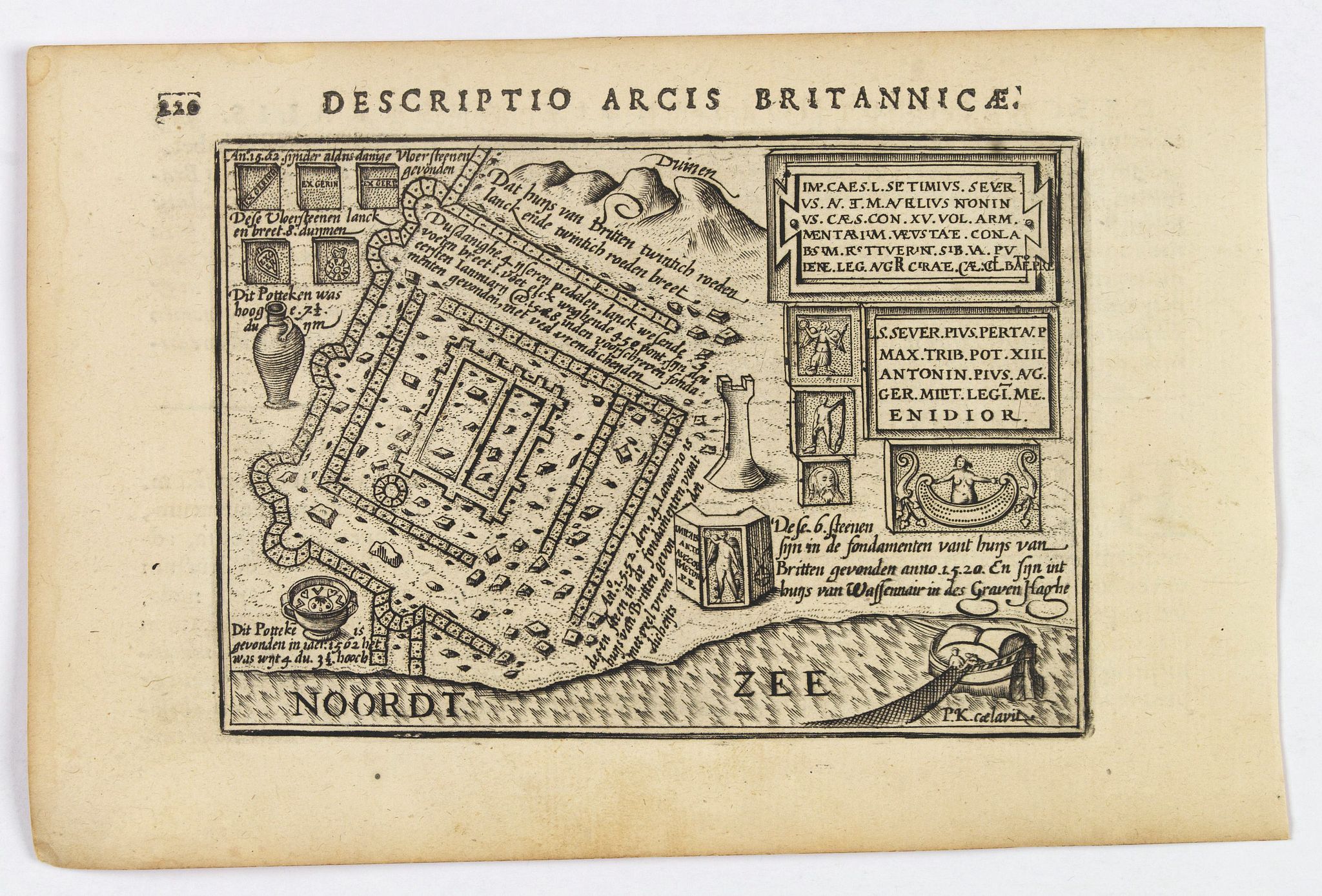 LANGENES, B. / BERTIUS, P., Descriptio Arcis Britannicae., antique map, old maps