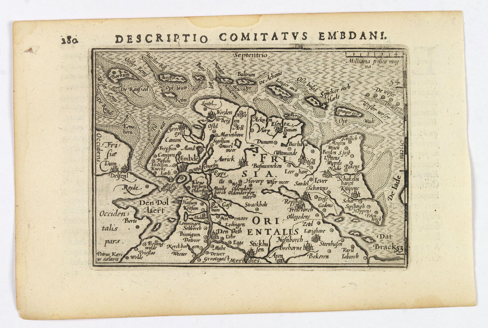 LANGENES, B. / BERTIUS, P., Descriptio Comitatus Embdani., antique map, old maps