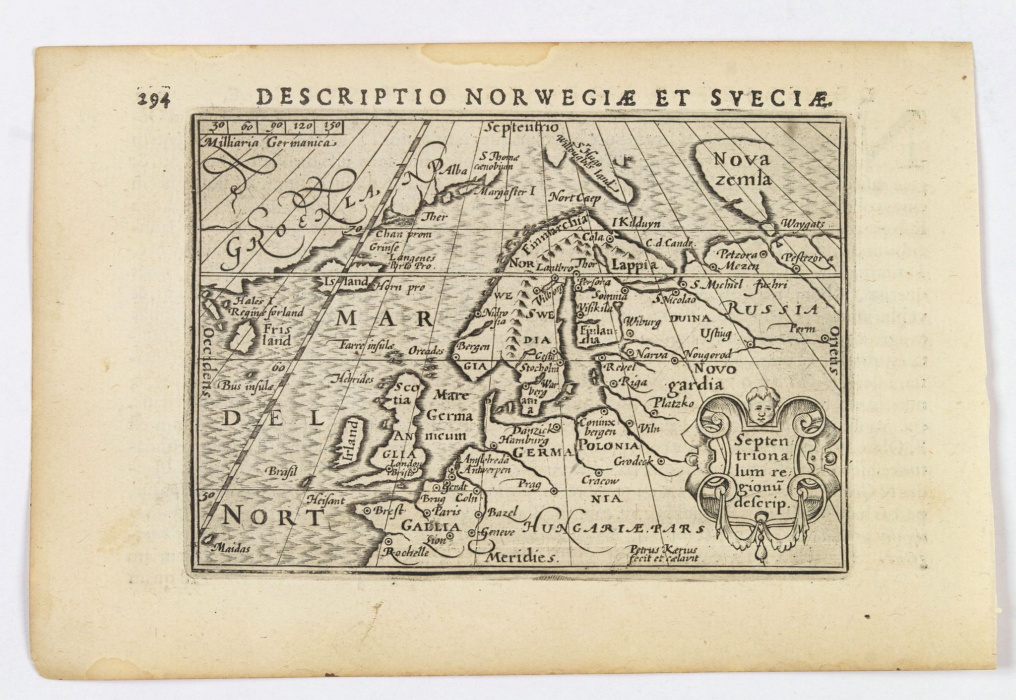 LANGENES, B. / BERTIUS, P., Description Norwegiae et Sveciae., antique map, old maps