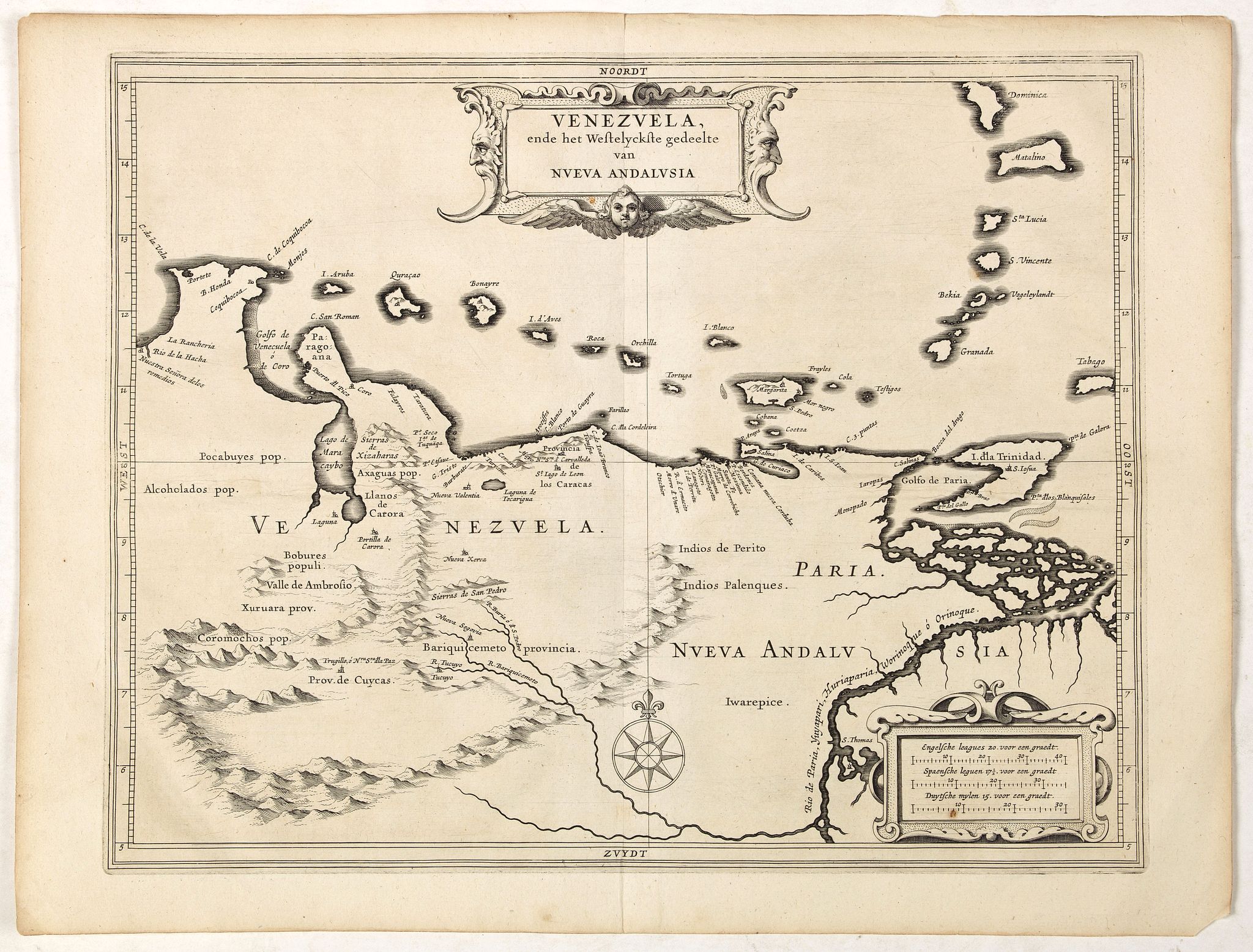 LAET, DE J. / GERITSZ, H., Venezuela, atque Occidentalis Pars Novæ Andalusiae., antique map, old maps