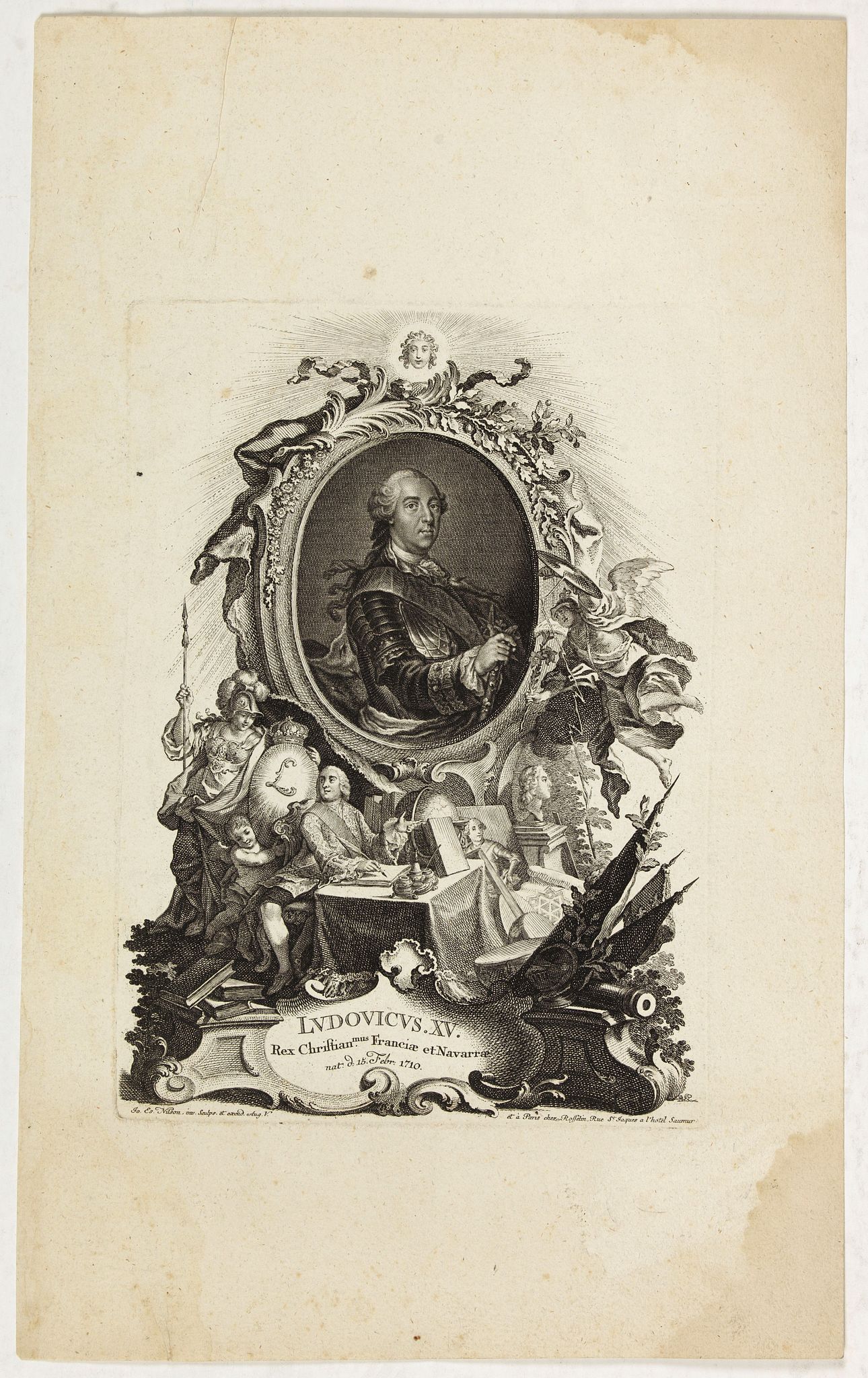 NILSON, J.E., Ludovicus. XV rex chrisitan franciae et navarrae nat d:15. febr. 1710., antique map, old maps