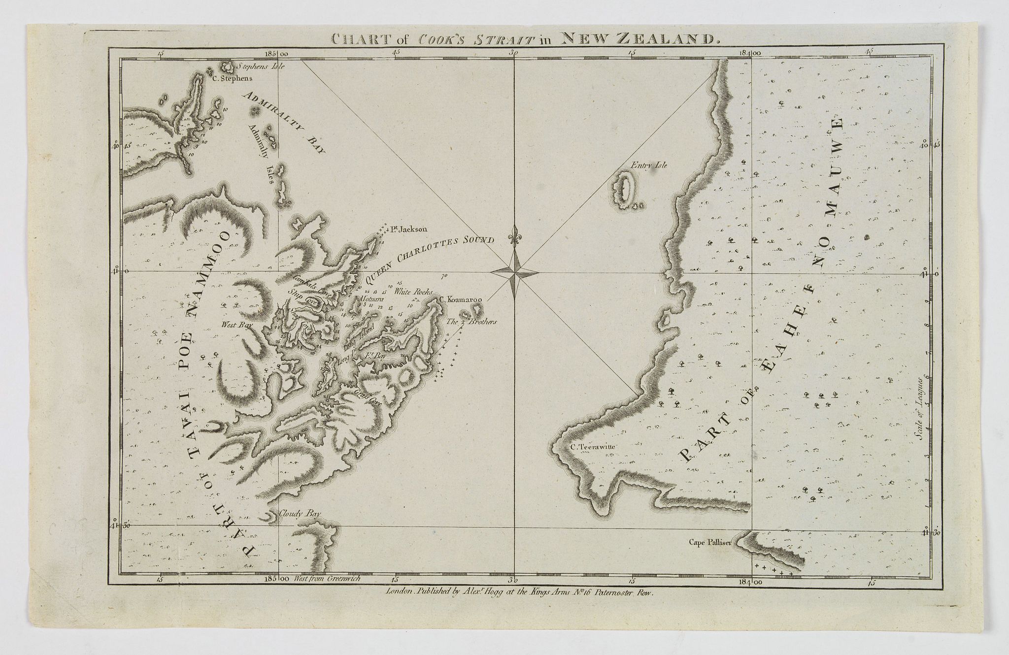 HOGG, Alexander., Chart of Cook's Strait in New Zealand., antique map, old maps