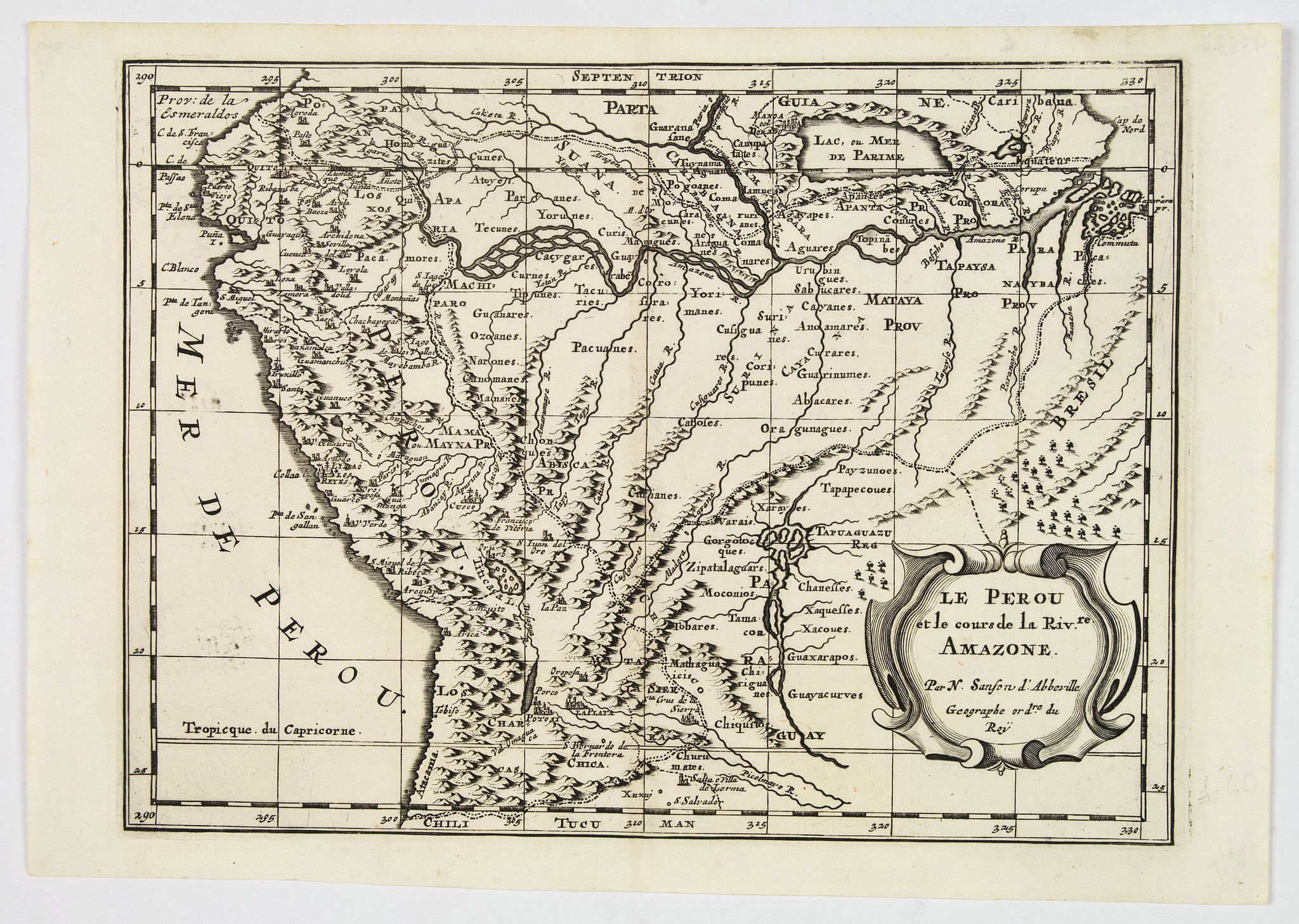 SANSON, N., Le Perou et le cours de la Riviere Amazone., antique map, old maps