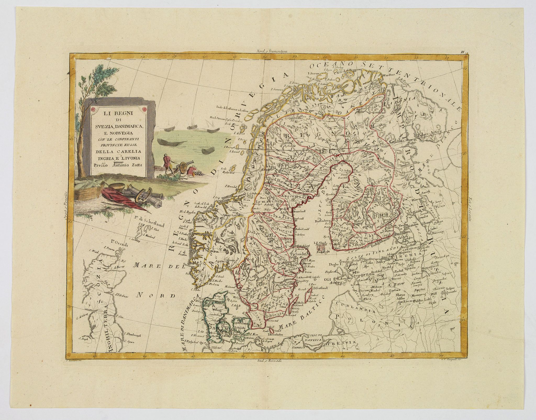 ZATTA, A., Li Regni di Svezia, Danimarca e Norvegia. . ., antique map, old maps