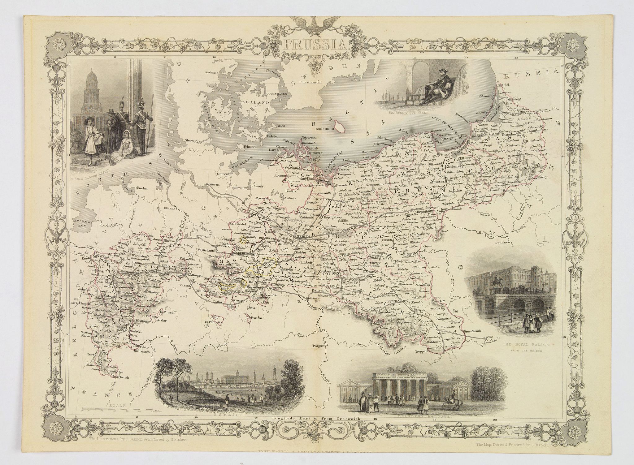 TALLIS, John., Prussia., antique map, old maps