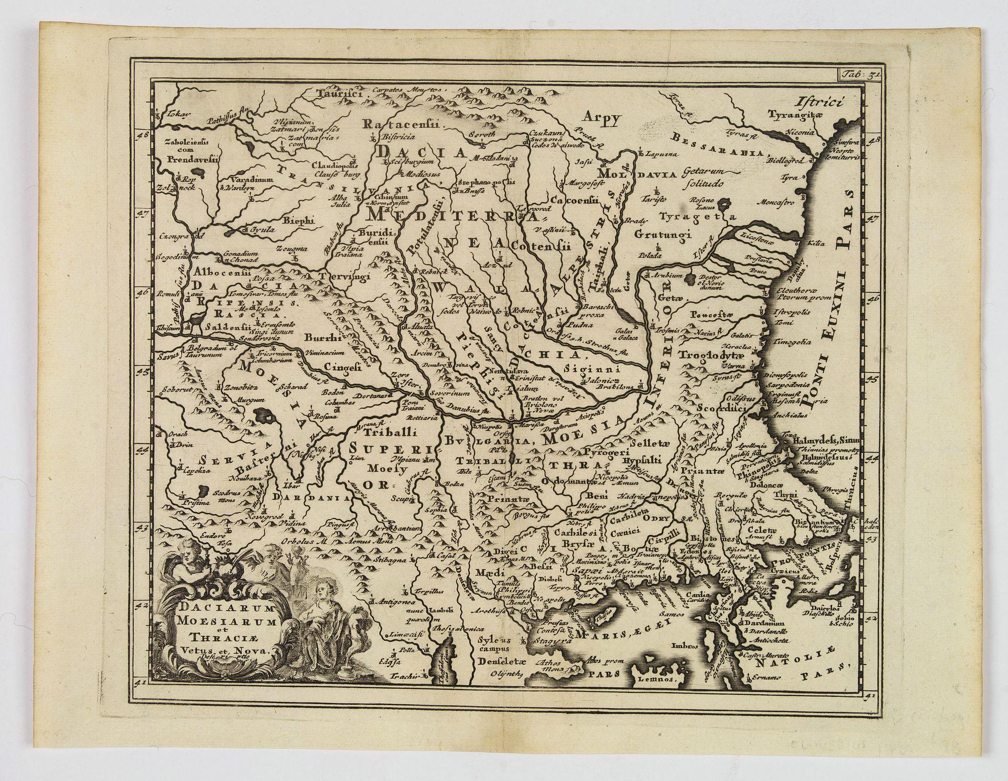 CLUVER, P., Daciarum Moesiarum et Thraciae Vetus et Nova., antique map, old maps