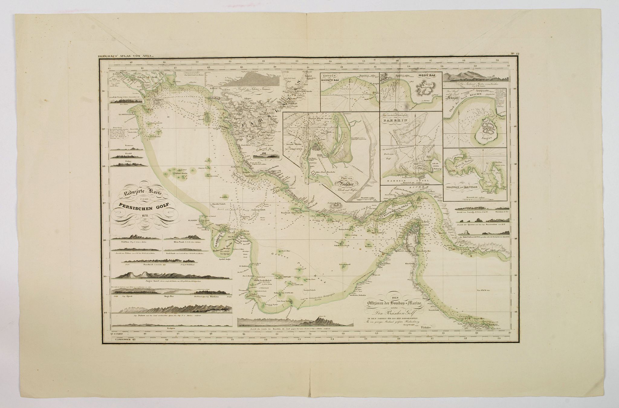 BERGHAUS / PERTHES., Reduzirte Karte von Persischen Golf., antique map, old maps