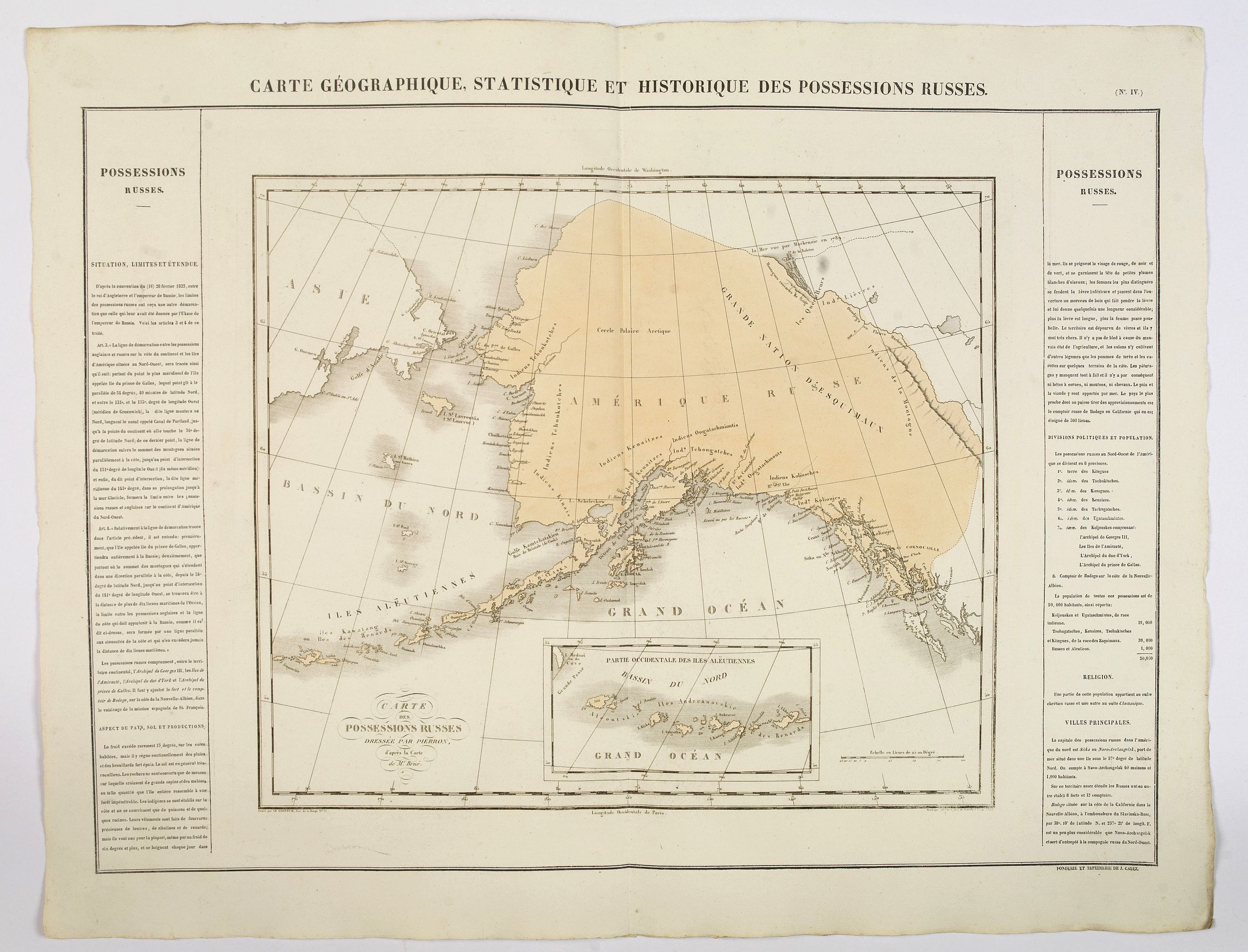 BUCHON, J.A., Carte Geographique, Statistique et Historique des Possessions Russes., antique map, old maps