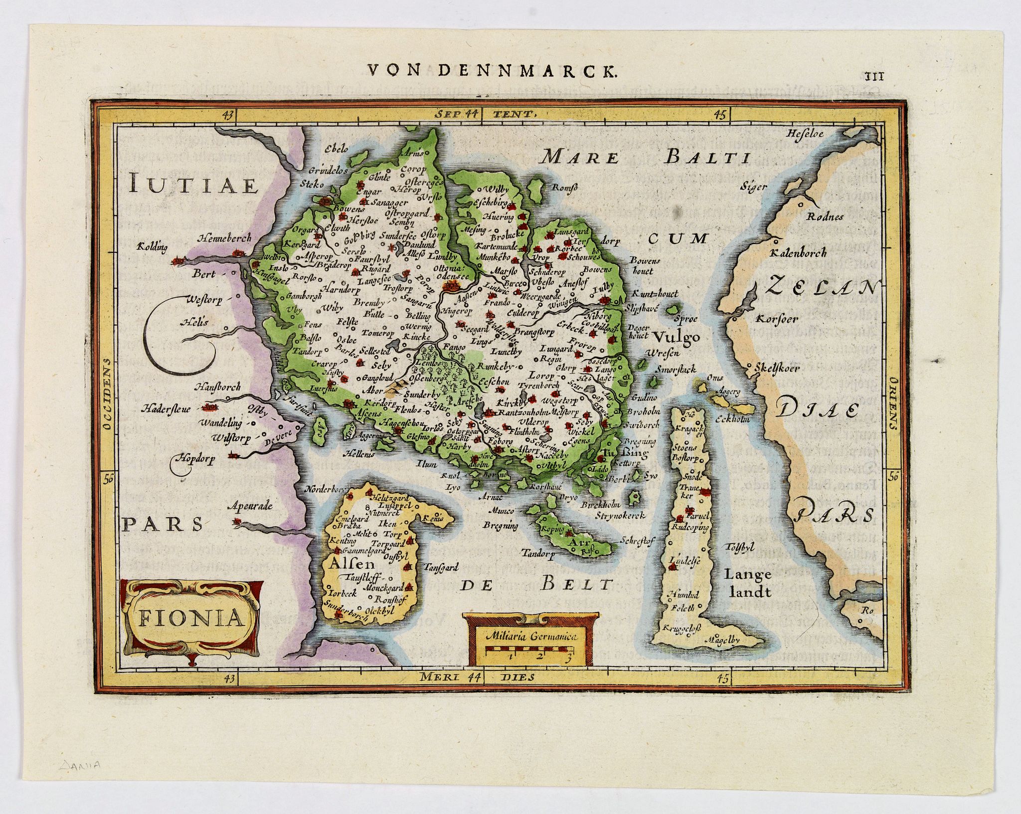 MERCATOR / HONDIUS / JANSSONIUS, Fionia., antique map, old maps