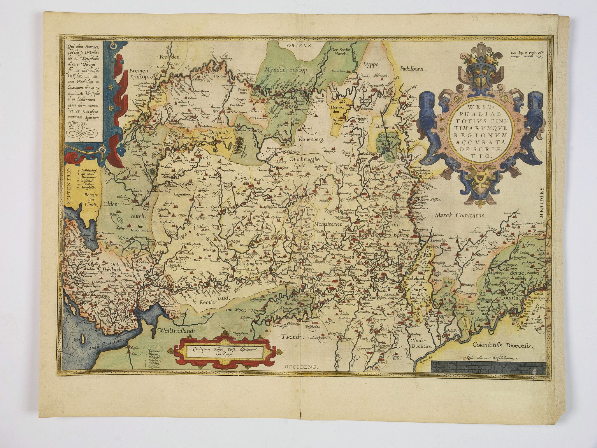 ORTELIUS, A., Westphaliae Totius, Finitimarumque Regionum Accurata Descriptio., antique map, old maps