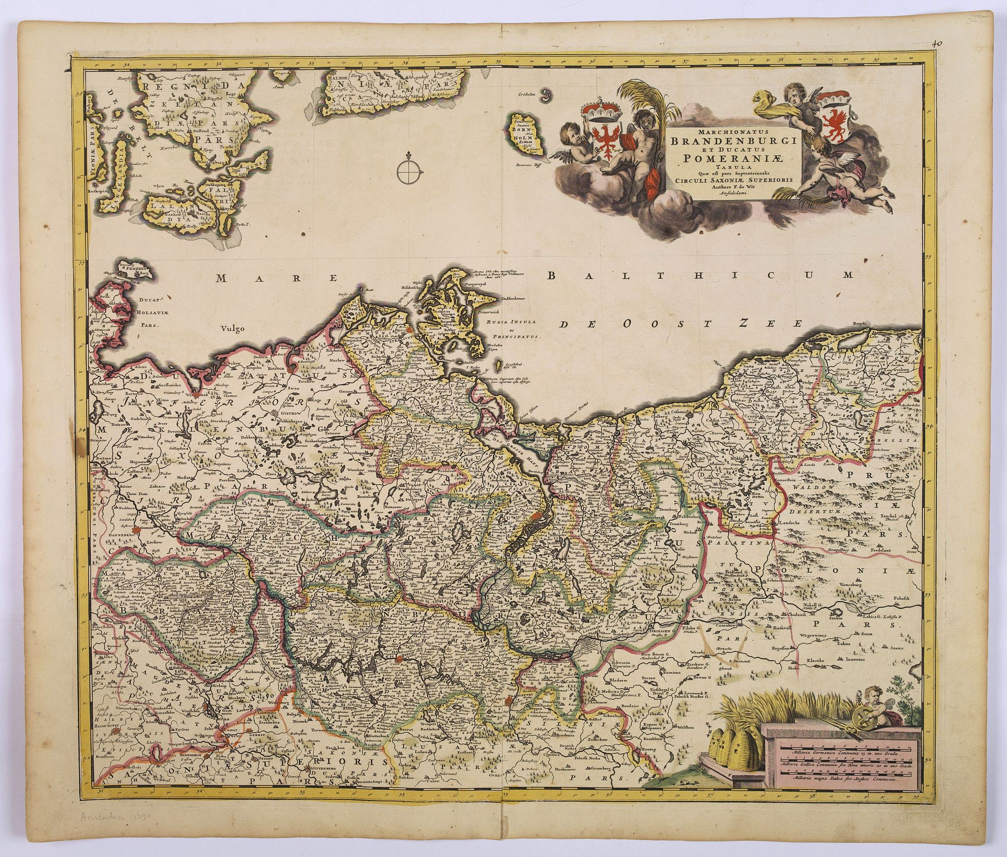 WIT, Frederick de., Marchionatus Brandenburgi et Ducatus Pomeraniae Tabula. . ., antique map, old maps