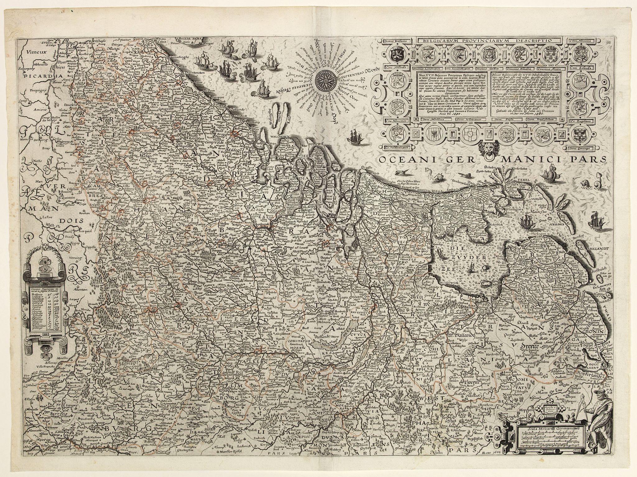 VAN DOECTECUM, J., Belgicarum Provinciarum Descriptio. Gedruckt te Haerlem. . ., antique map, old maps
