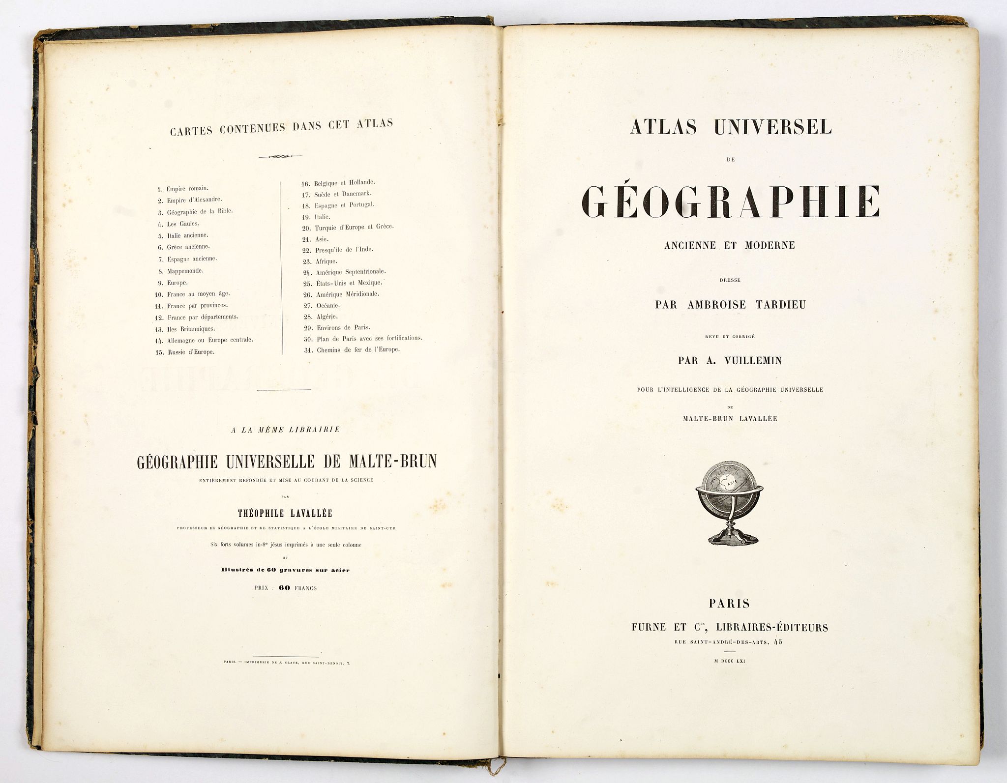 TARDIEU, Ambroise., Atlas Universel de Geographie Ancienne et Moderne. . ., antique map, old maps