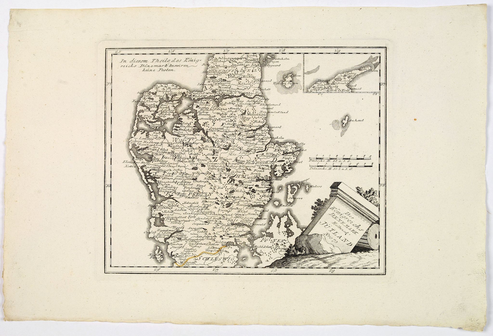 VON REILLY, J., Des Konigreichs Daenemark halbinsel Jutland., antique map, old maps