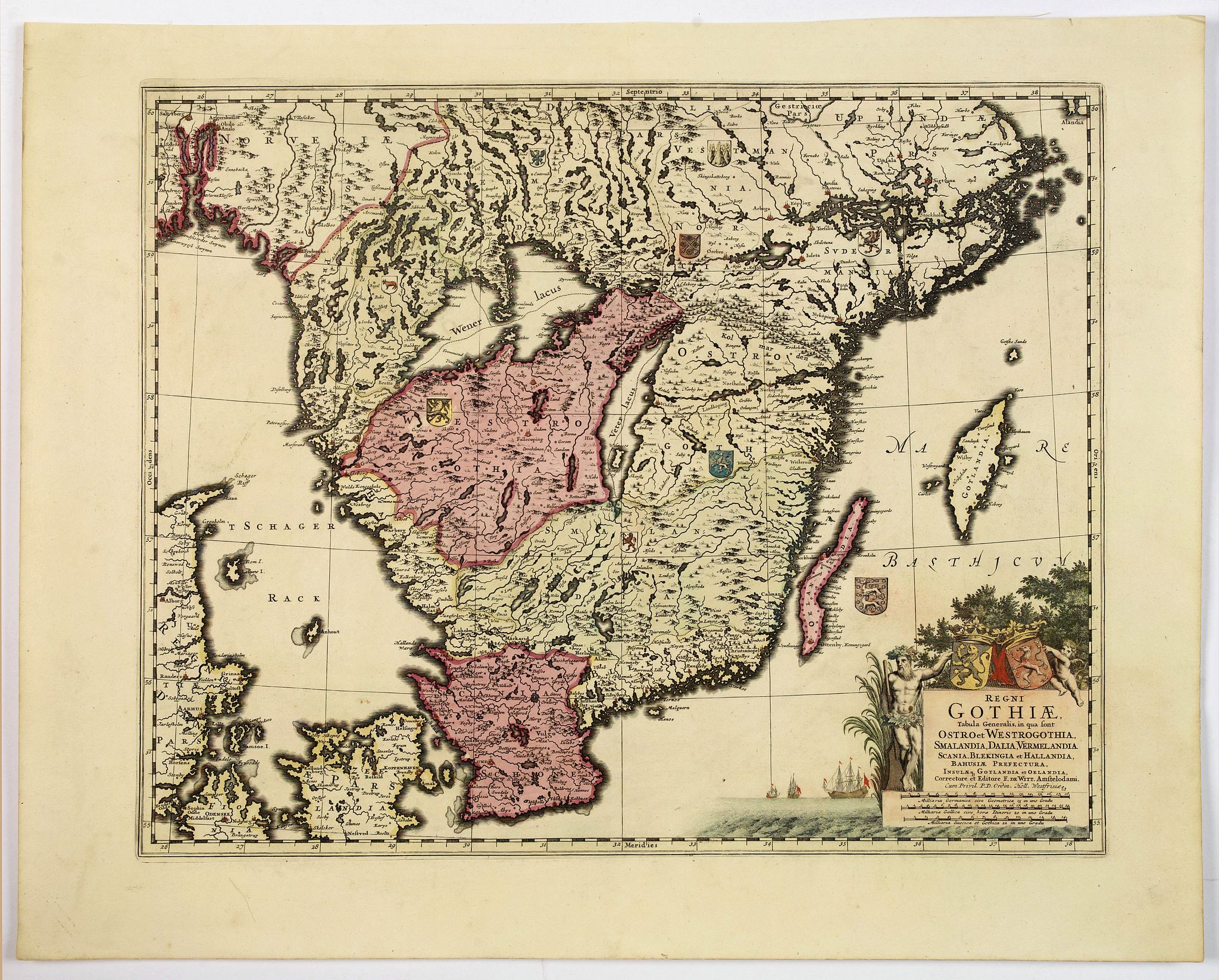 DE WIT, Frederick., Regni Gothiae Tabula Generalis, in qua sont. . ., antique map, old maps