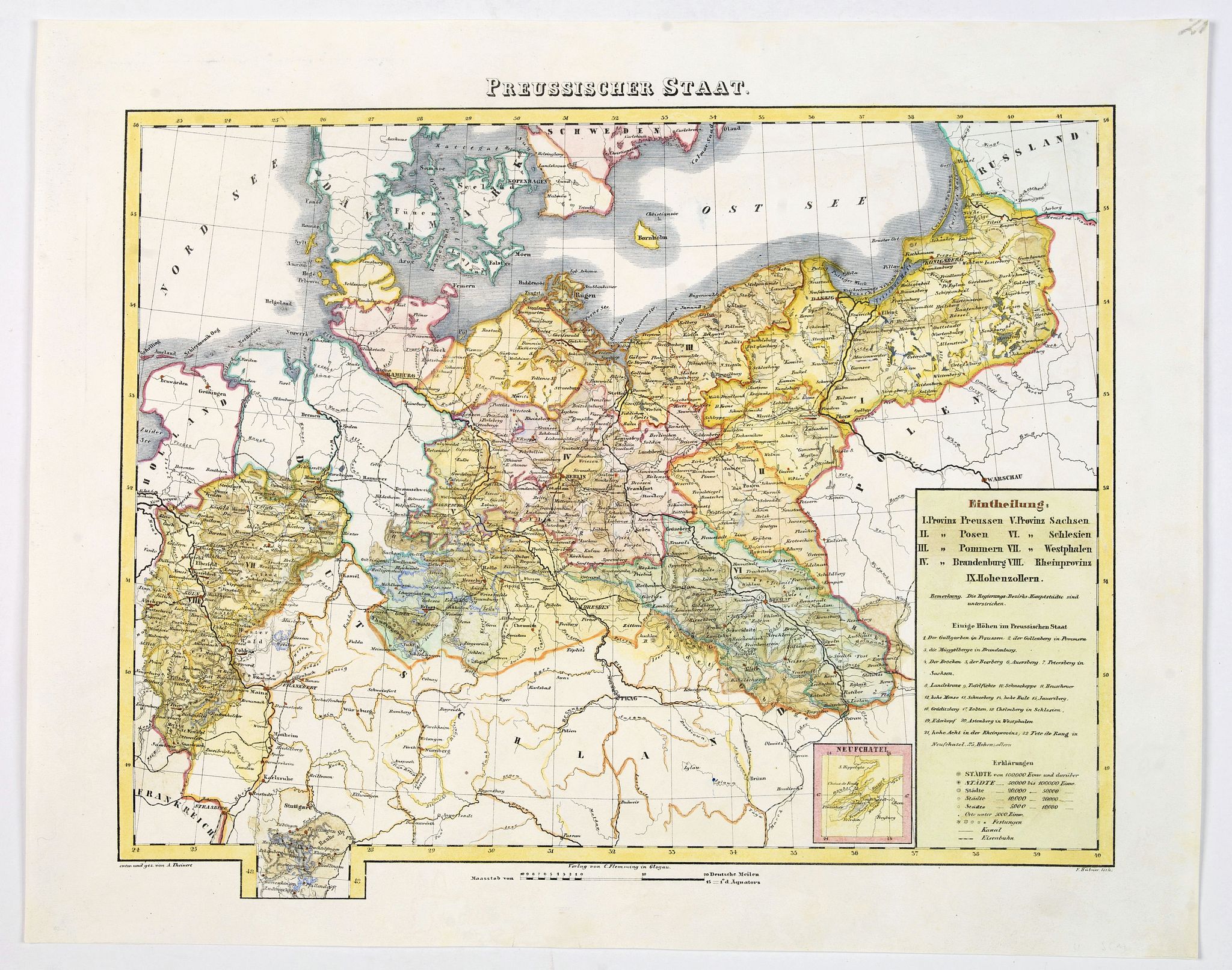 FLEMMING, C., Preussischer Staat., antique map, old maps