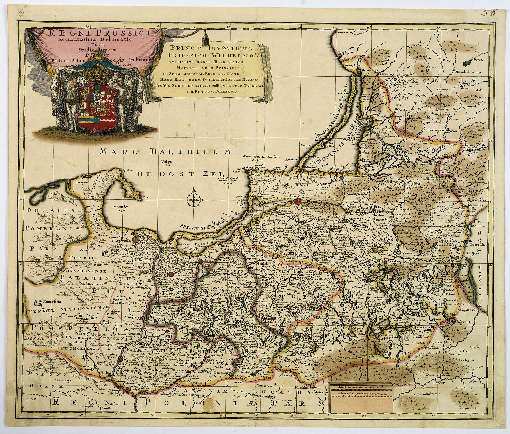 SCHENK, P., Regni Prussici Accuratissima Delineatio Studio Opera., antique map, old maps