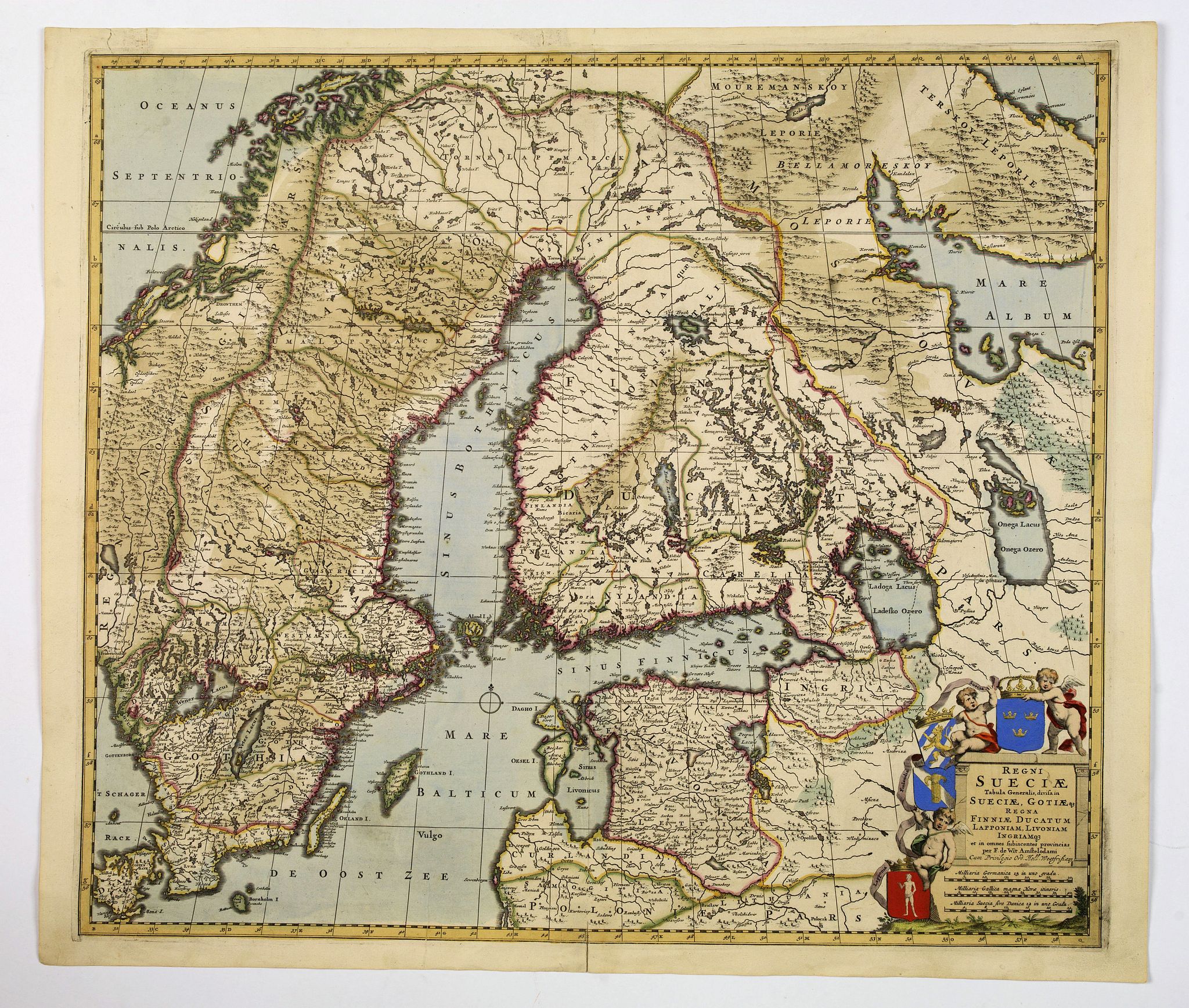 DE WIT, Frederick., Regni Sueciae Tabula Generalis, divisia in Suediae, Gothiae. . ., antique map, old maps