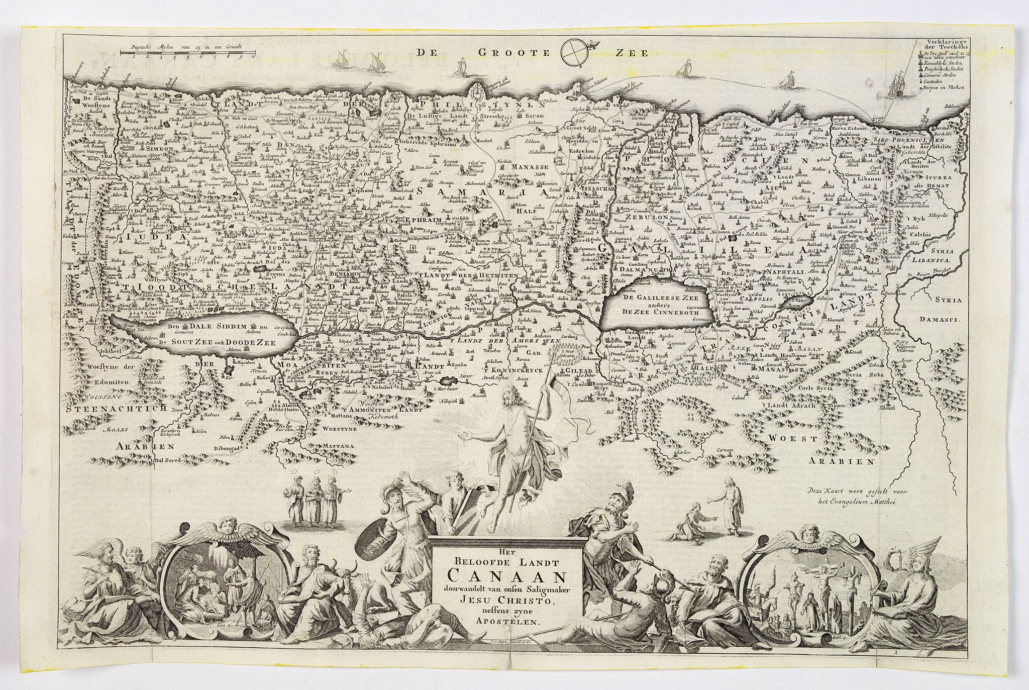 VAN JAGEN, Jan., Het Beloofde Landt Canaan doorwandelt van onsen Saligmaker Jesu Christo, neffens zyne Apostelen., antique map, old maps