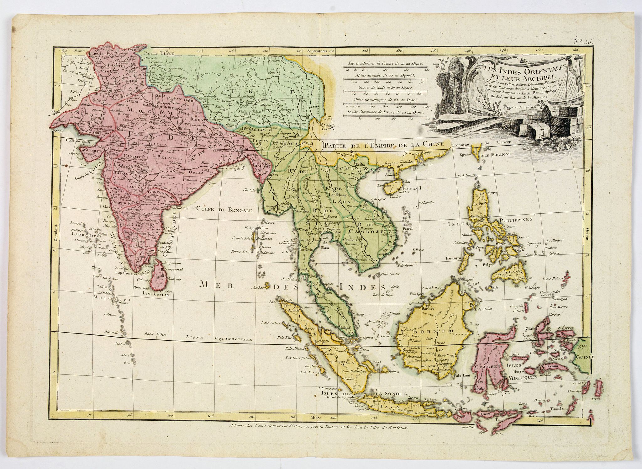 LATTRÉ / BONNE, R., Les Indes Orientales et leur Archipel. . ., antique map, old maps