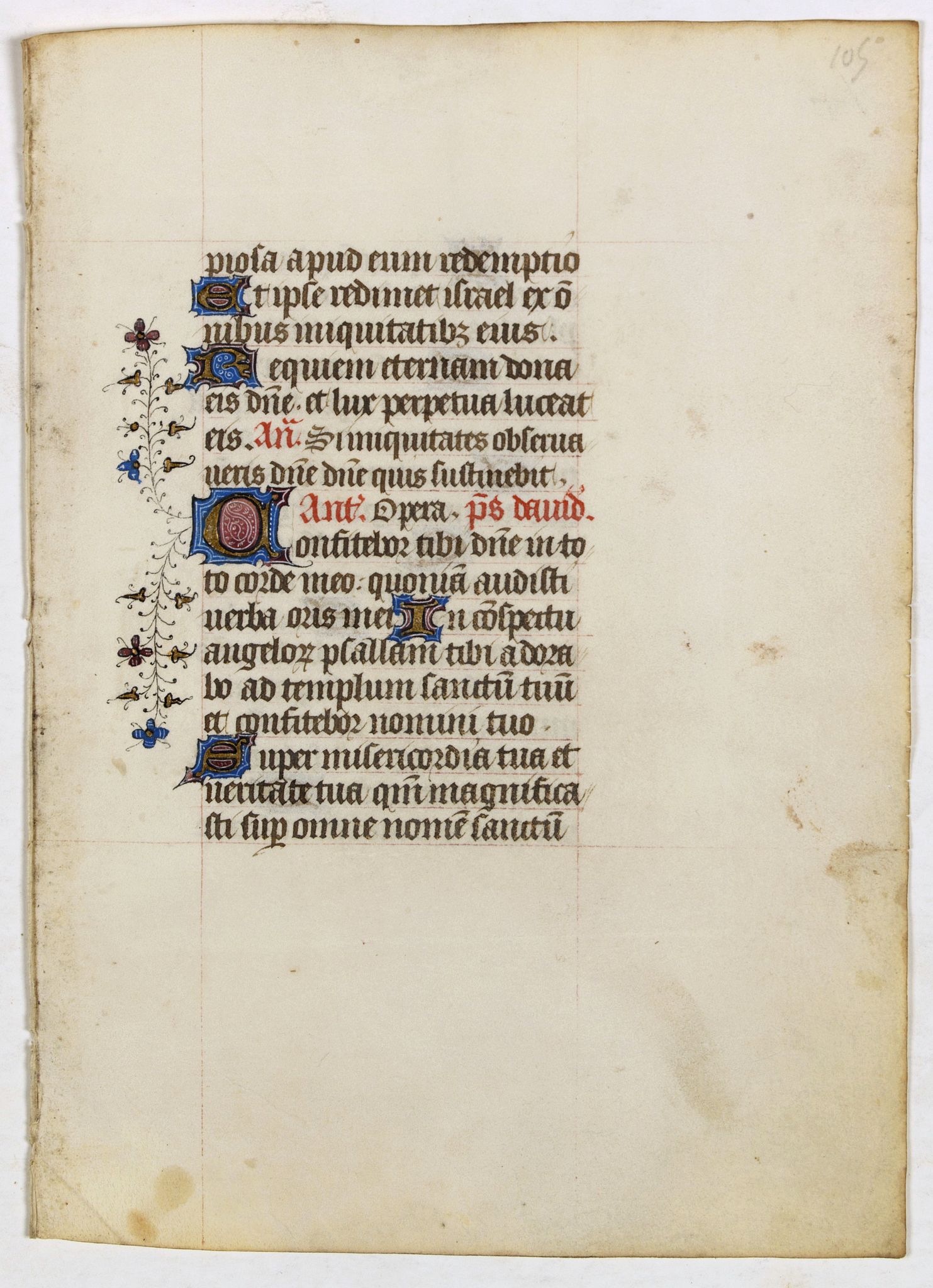 BOOK OF HOURS, Leaf on vellum from a manuscript Book of Hours., antique map, old maps