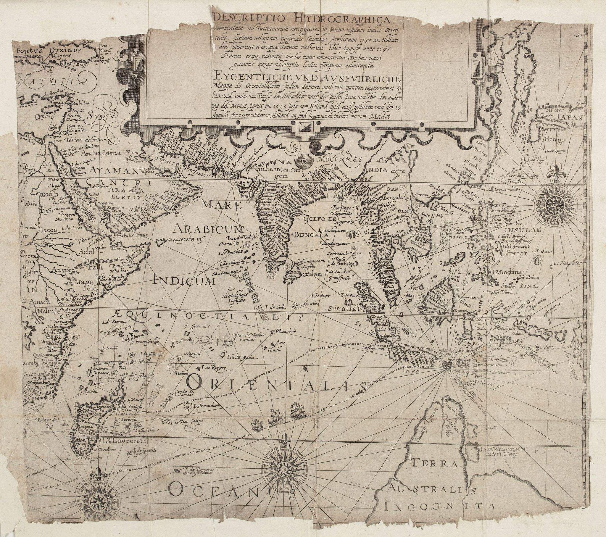 HULSIUS,L., Descriptio Hydrographica accommodata ad Battavorum navagatio, antique map, old maps