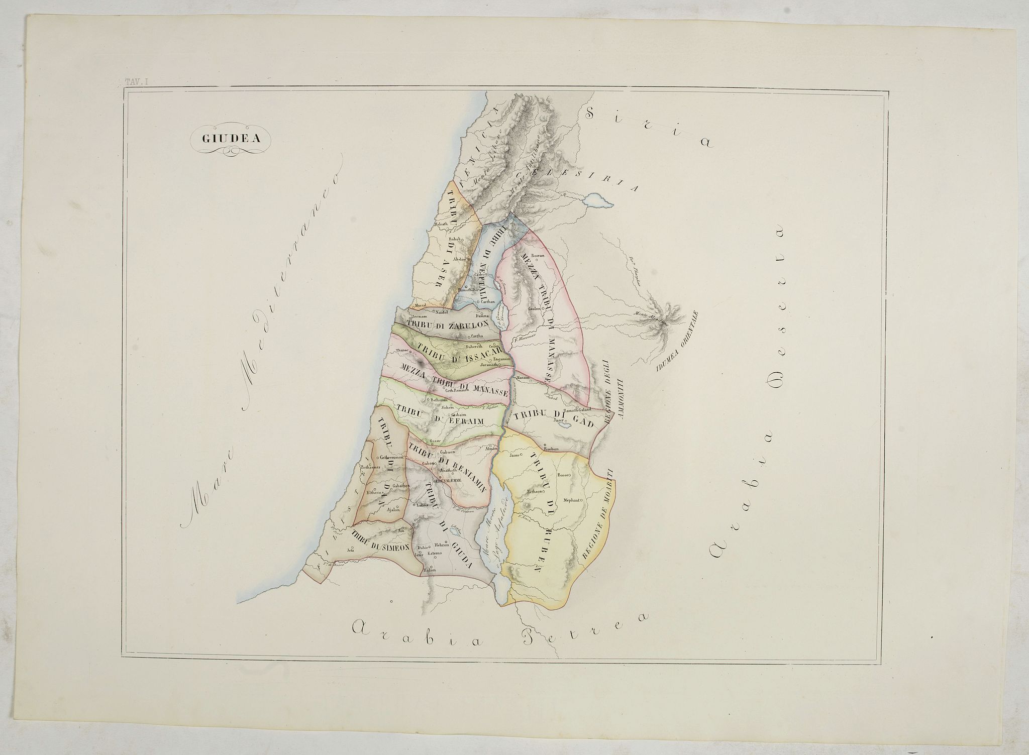 PETRI Girolamo, Giudea (Tav I), antique map, old maps