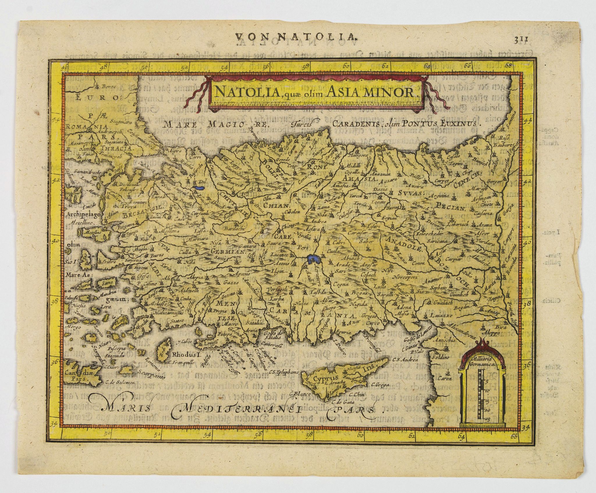 MERCATOR / JANSSON., Natolia, quae olim Asia Minor., antique map, old maps