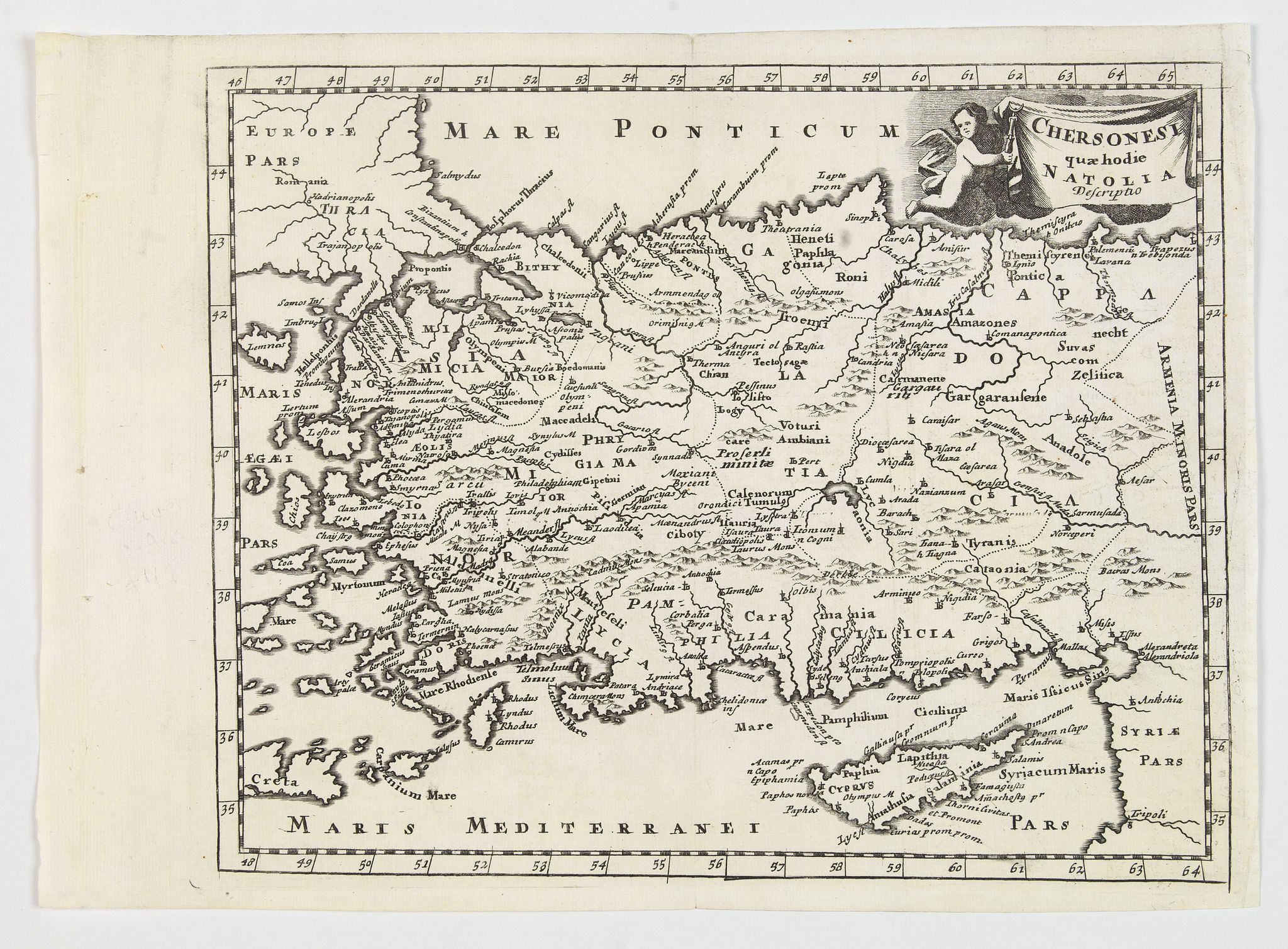 CLUVER., Chersonesi quae hodie Natolia Descriptio., antique map, old maps