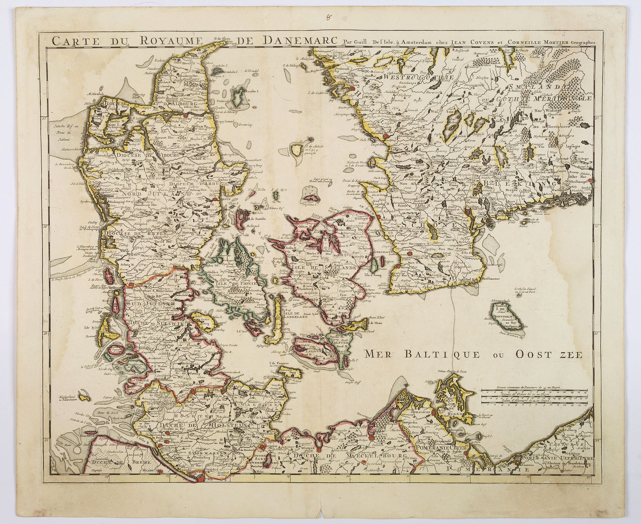 COVENS, J. / MORTIER, C., Carte Du Royaume De Danemarc., antique map, old maps