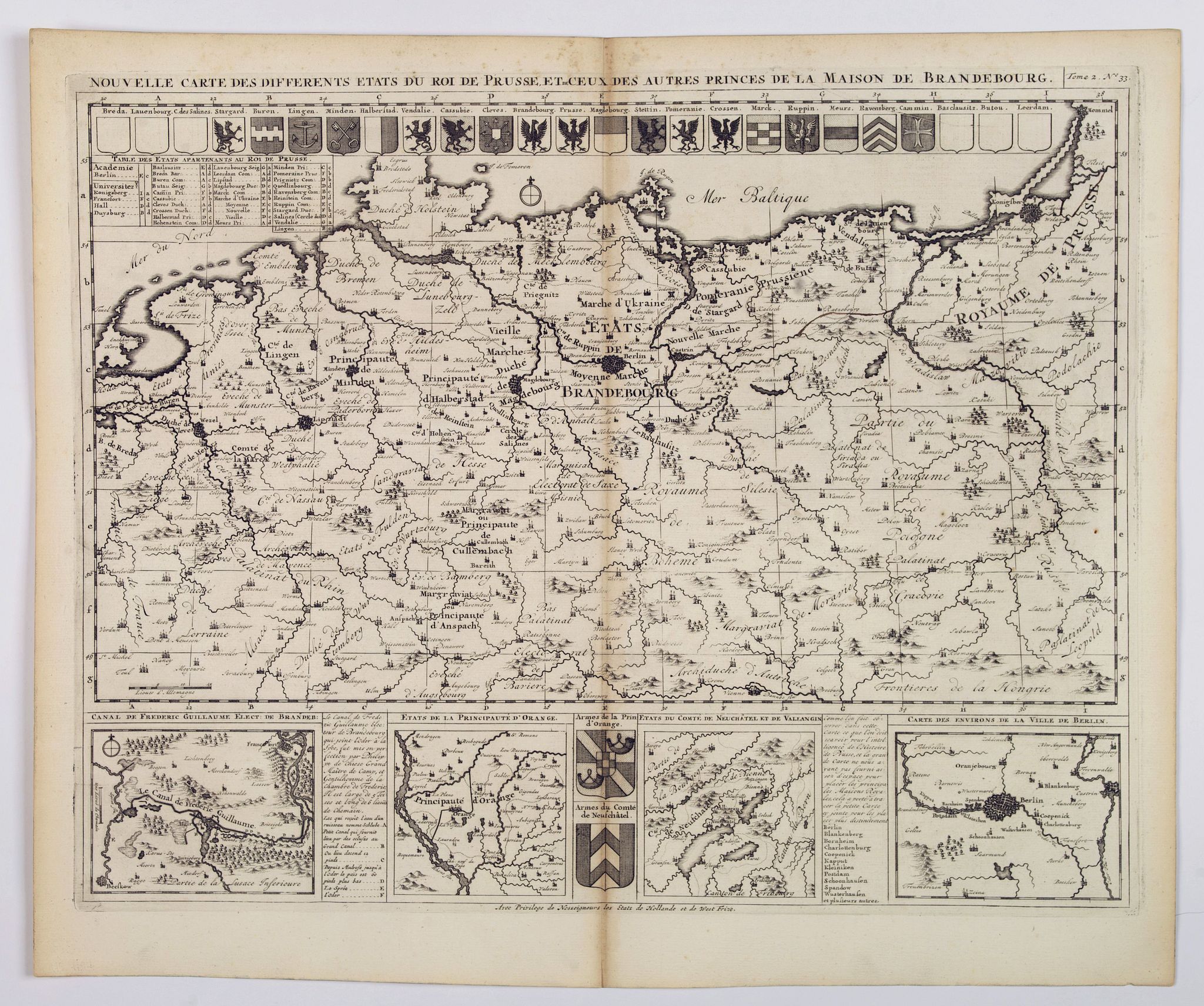 CHATELAIN, Henri., Nouvelle Carte des Differents Etats du Roi de Prusse et de Ceux des Autres Princes de la Maison de Brandebourg., antique map, old maps