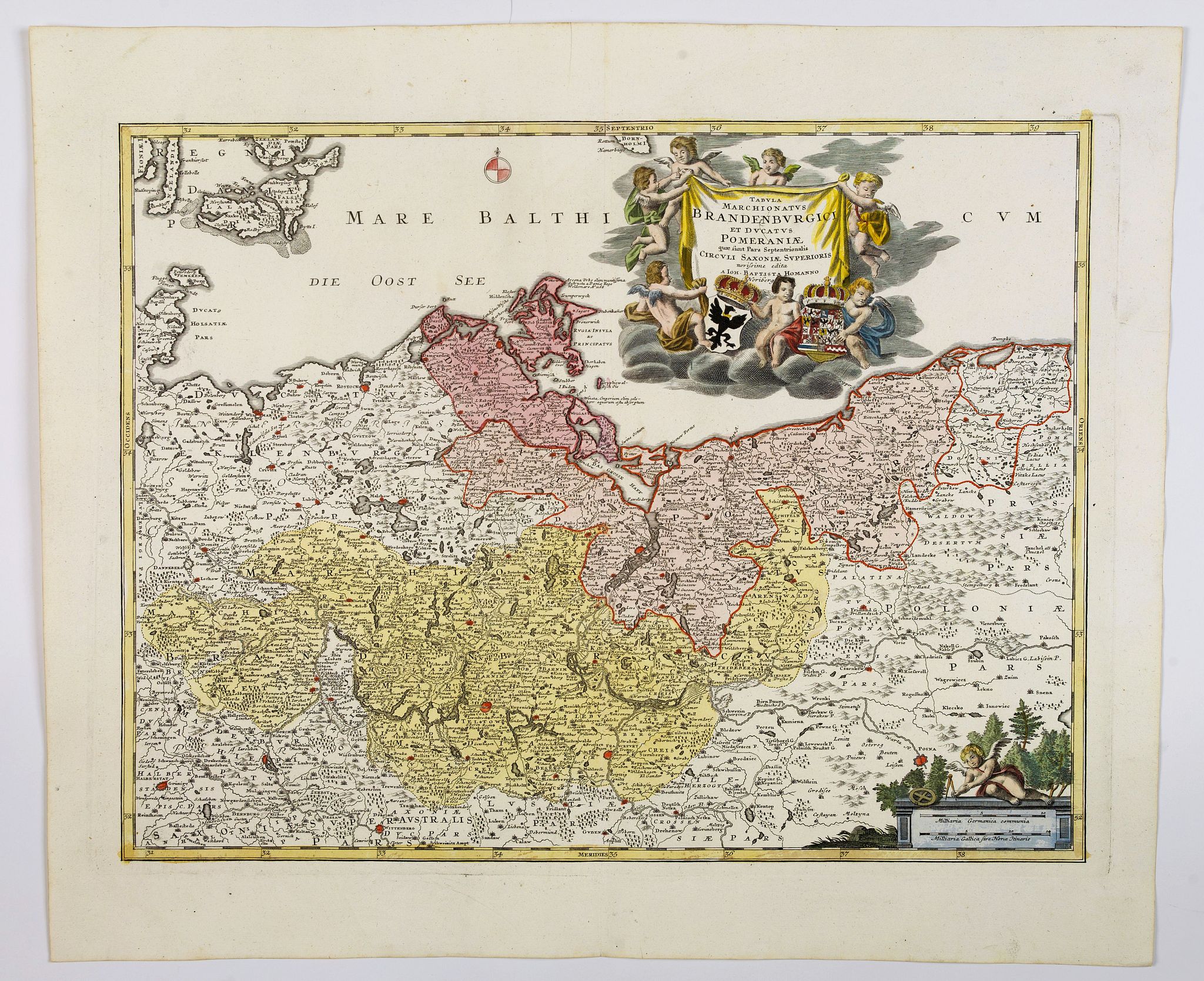 HOMANN, J.B., Tabula Marchionatus Brandenburgici et Ducatus Pomerania. . ., antique map, old maps