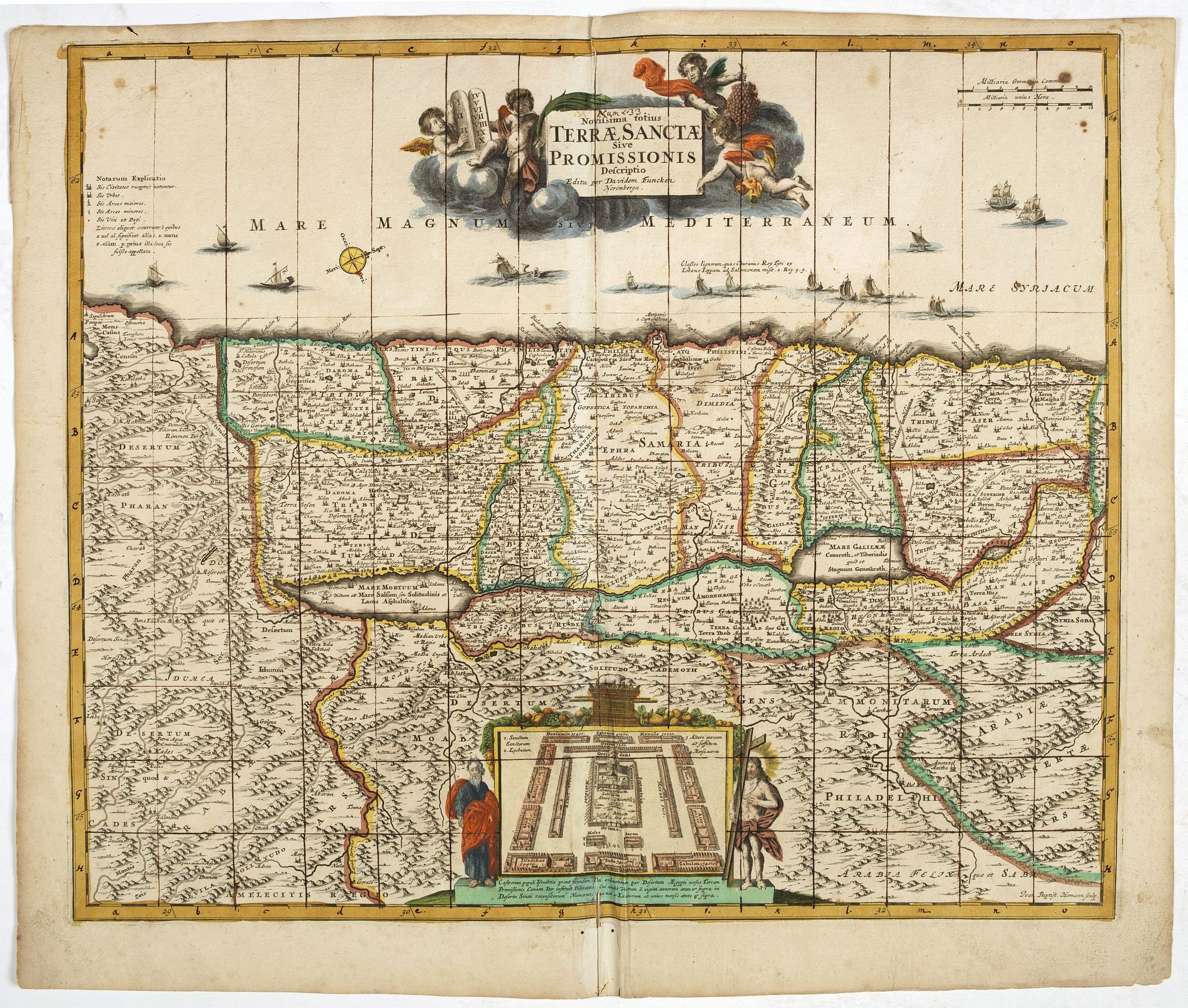 FUNCK, D., Novissima totius Terrae Sanctae sive promissionis. . ., antique map, old maps