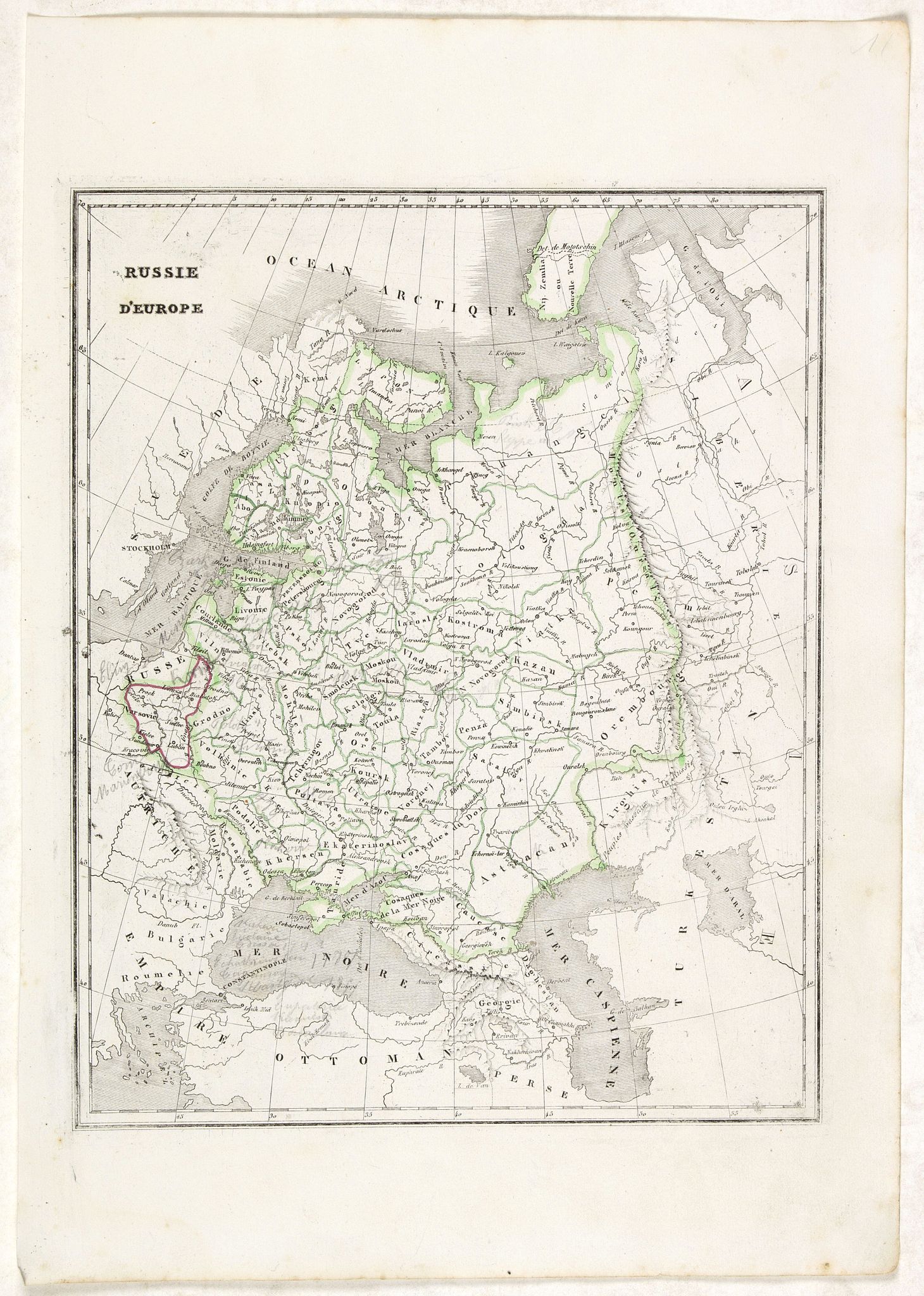 MONIN, C.V., Russie d'Europe., antique map, old maps