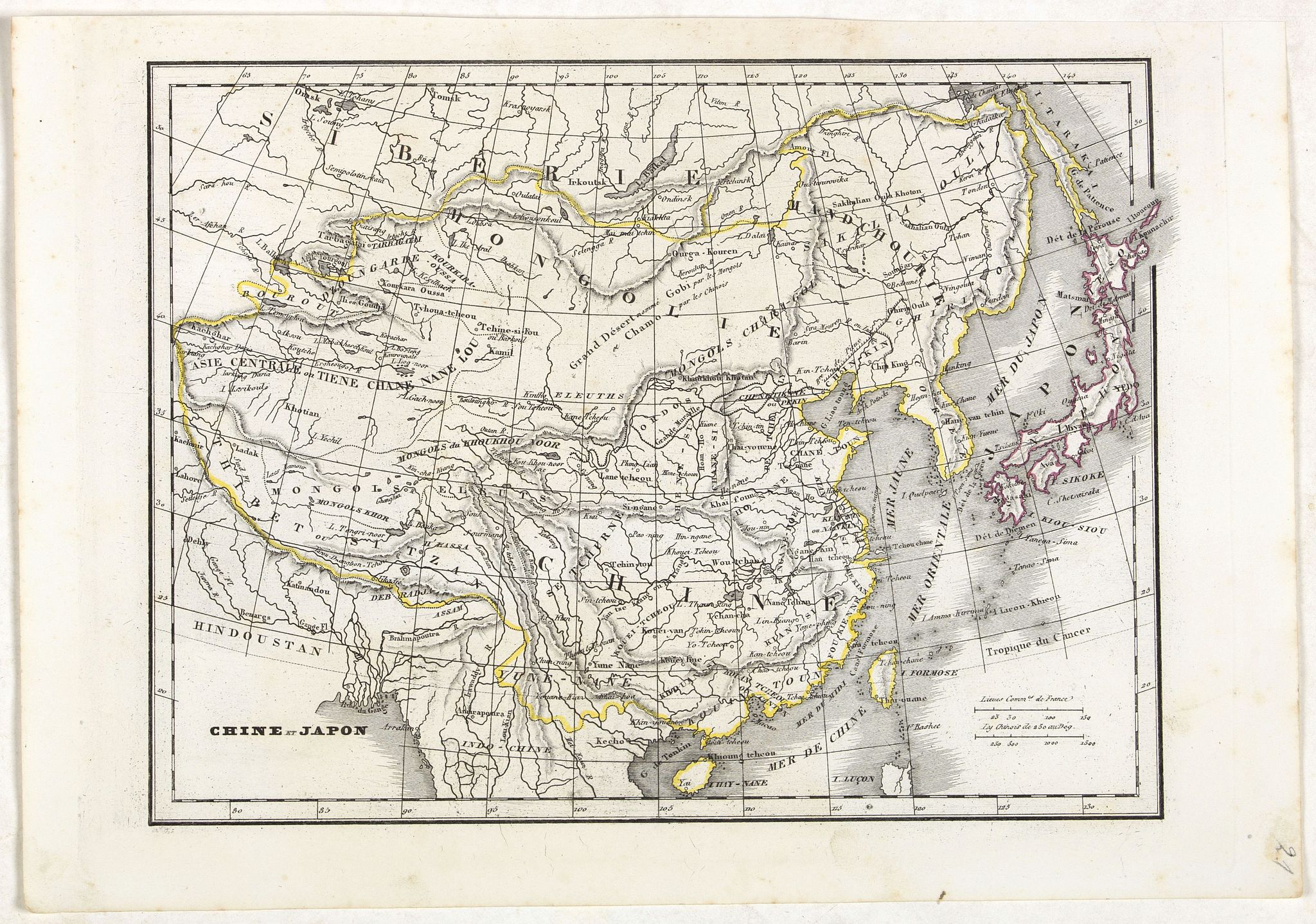 MONIN, C.V., Chine et Japon., antique map, old maps
