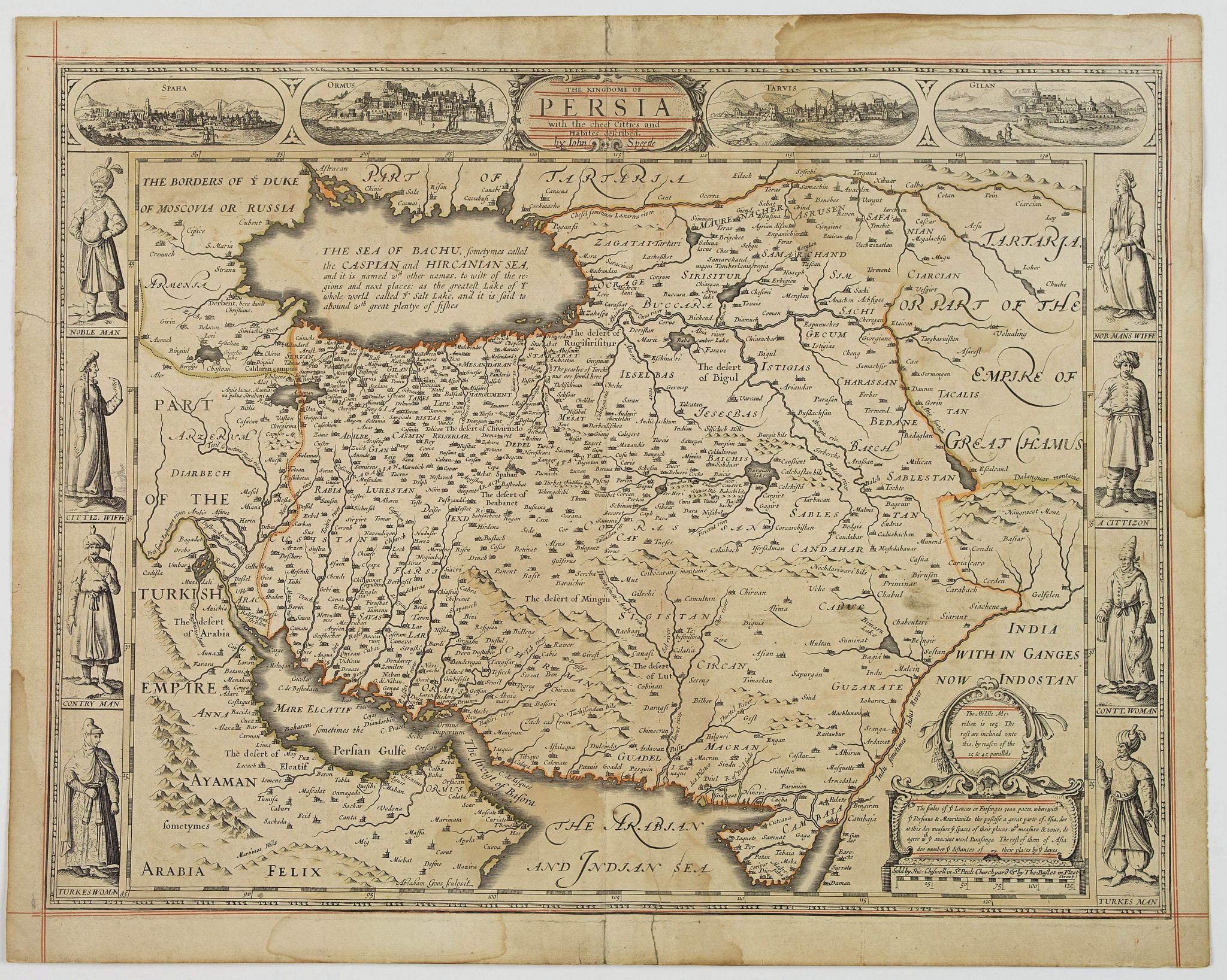 SPEED, John., The Kingdome of Persia with the cheef Citties and Habites described., antique map, old maps