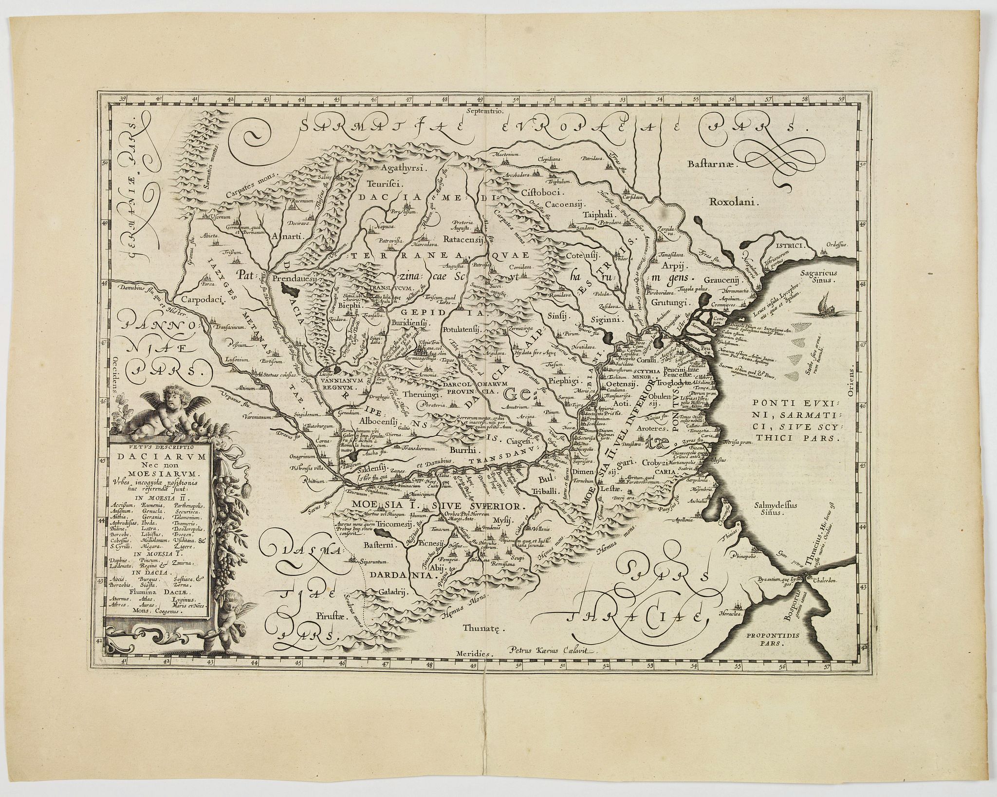 JANSSONIUS, J., Vetus Descriptio Daciarum Nec non Moesiarum. . ., antique map, old maps