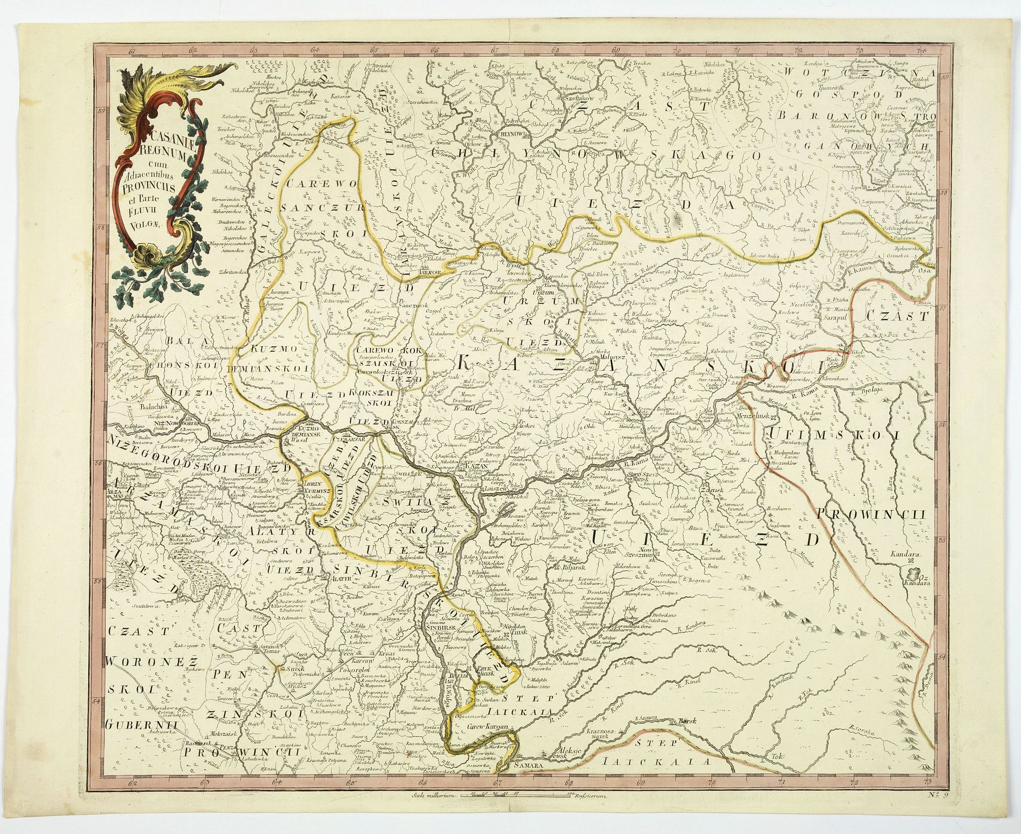 DE LISLE., Casaniae Regnum cum Adiacentibus Provinciis et Parte Fluvii Volgae., antique map, old maps