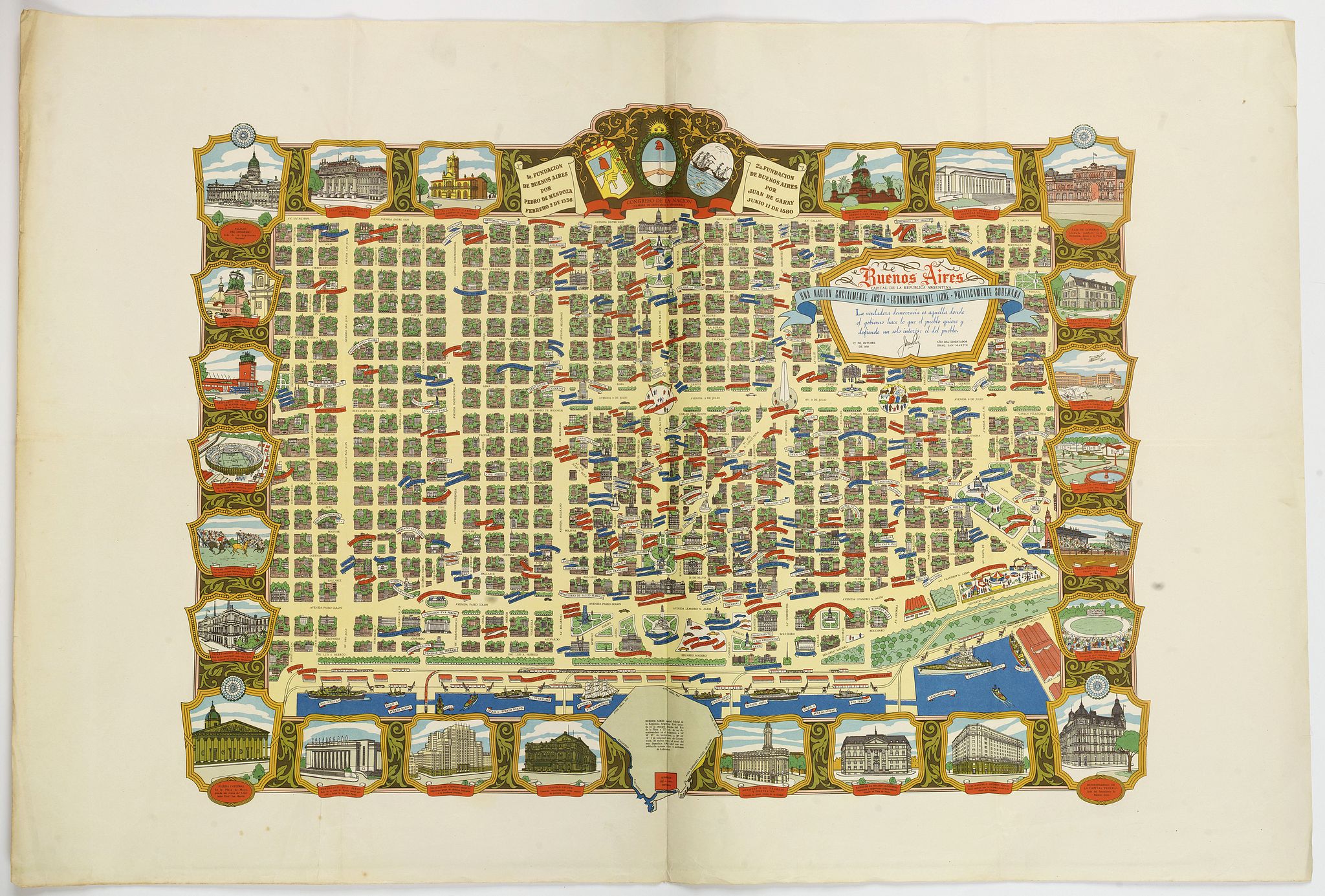 UNKNOWN., Buenos Aires Capital de La Republica Argentina. Una Nacion Socialmente Justa Economicamente Libre. . ., antique map, old maps