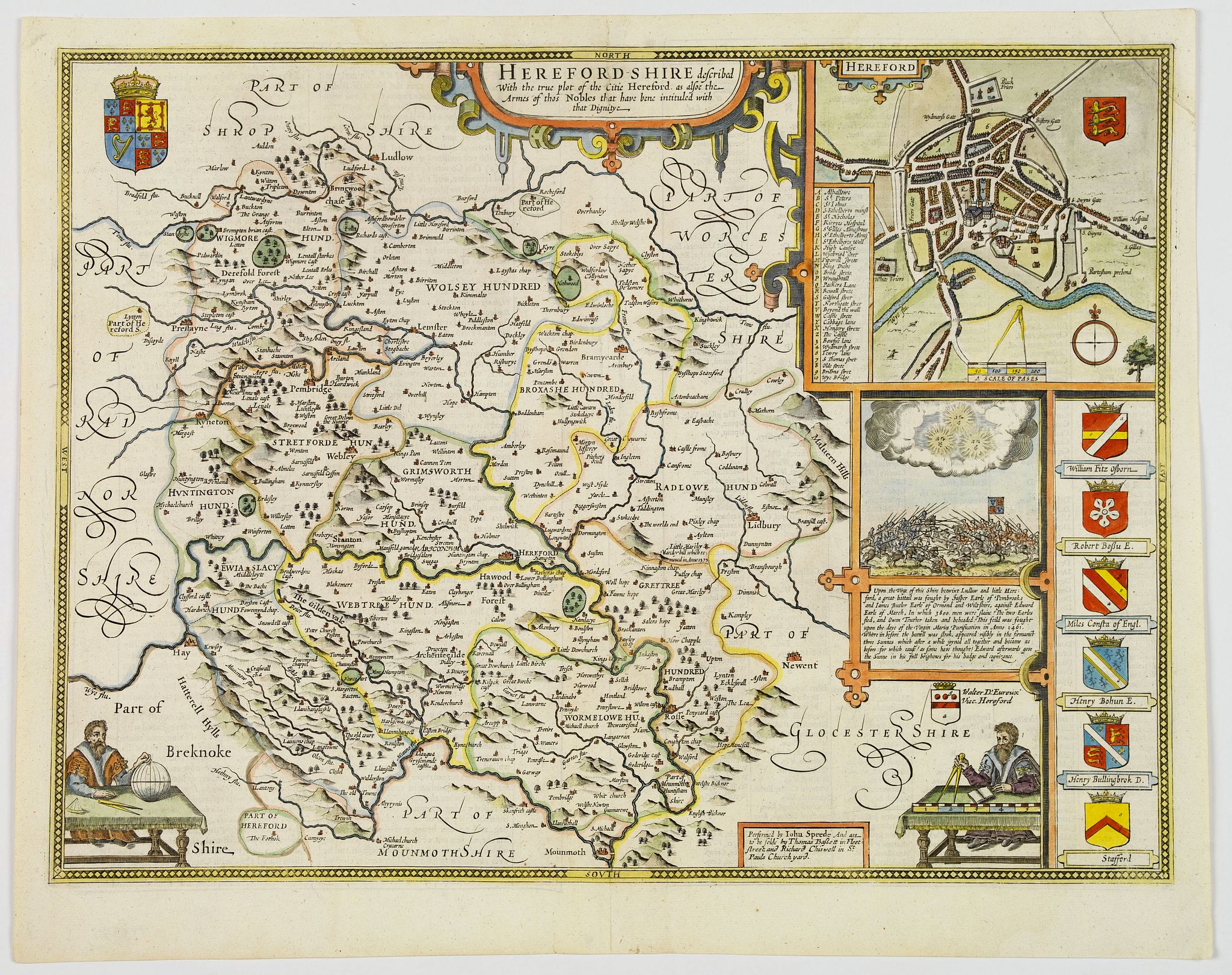 SPEED, John., Herefordshire described. . ., antique map, old maps