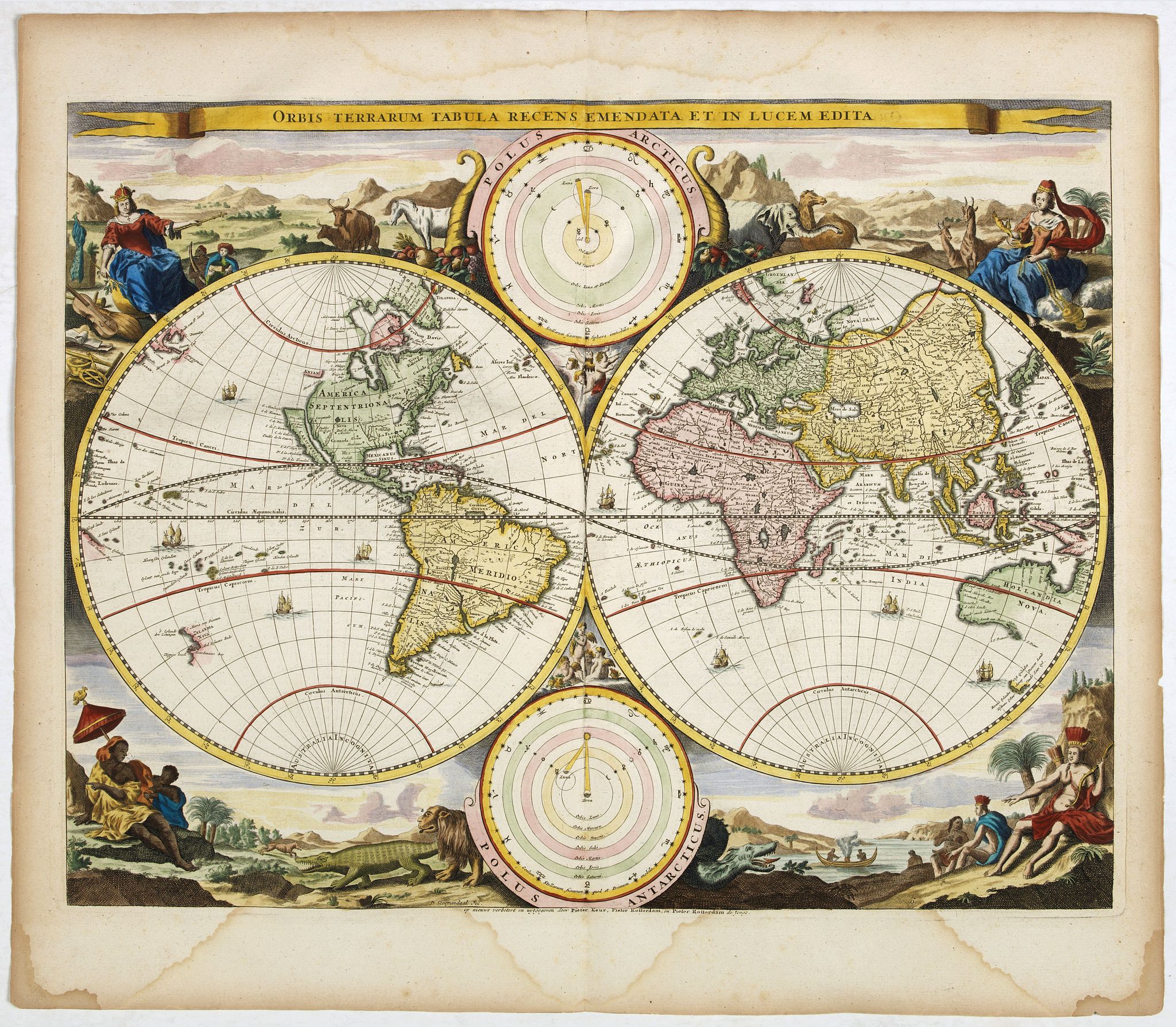 STOOPENDAAL, B., Orbis Terrarum Tabula Recens Emendata et in Lucem Edita., antique map, old maps
