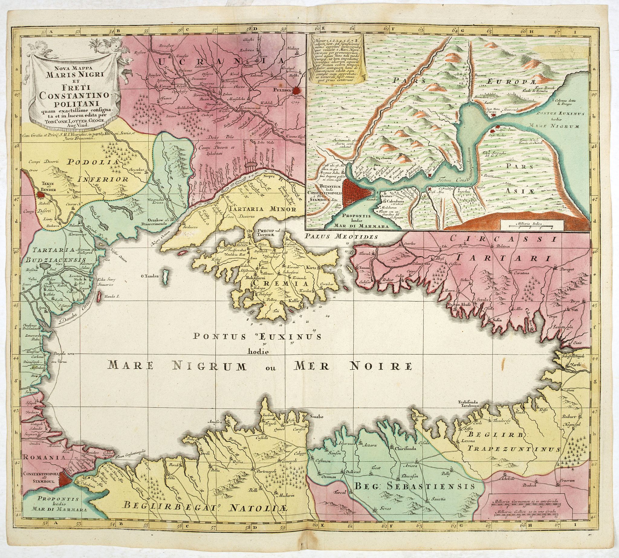 LOTTER, T.C., Nova Mappa Maris Nigri et Freti Constantino Politani. . ., antique map, old maps
